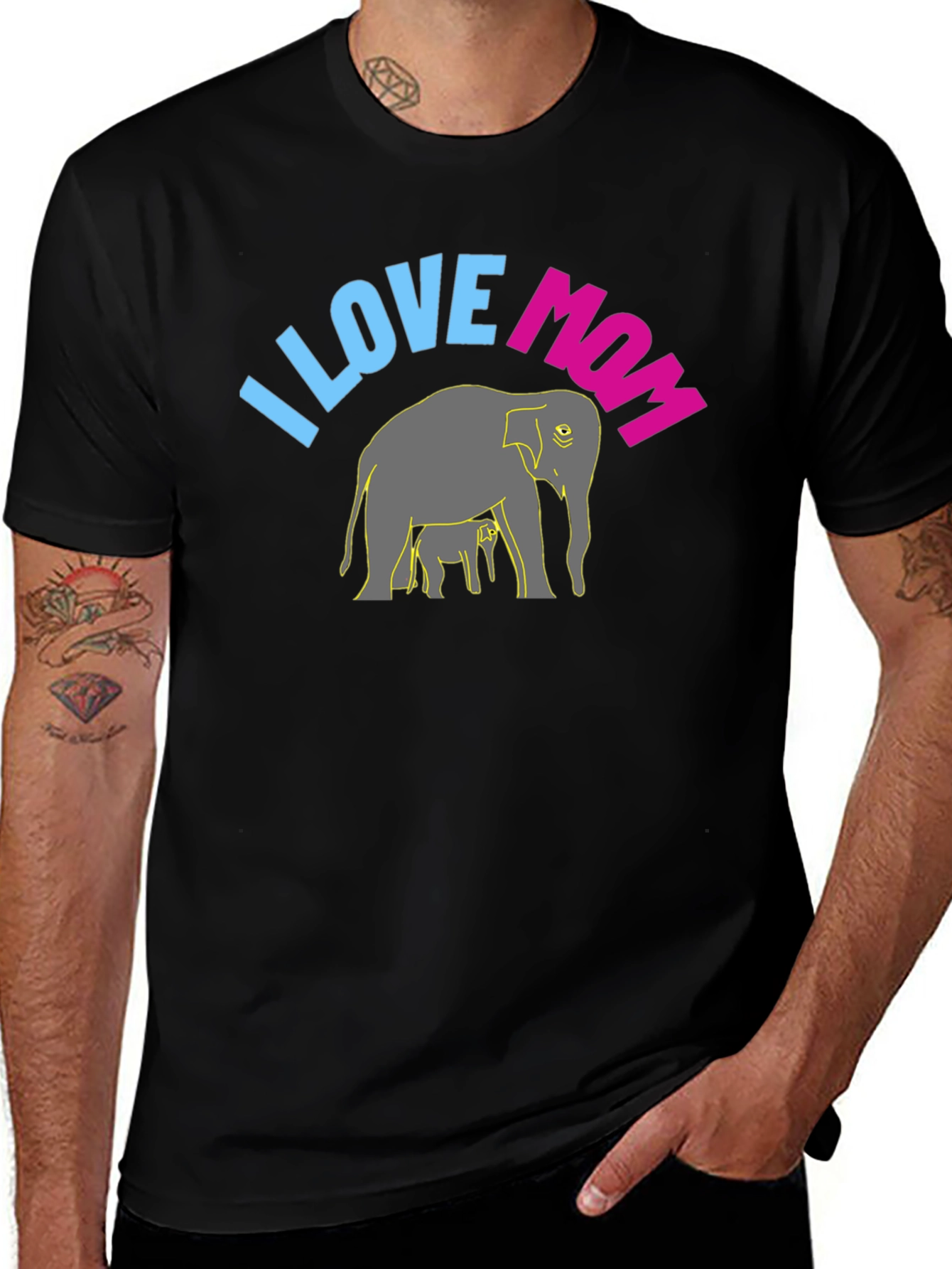 I Love Mom Elephant Graphic Tee