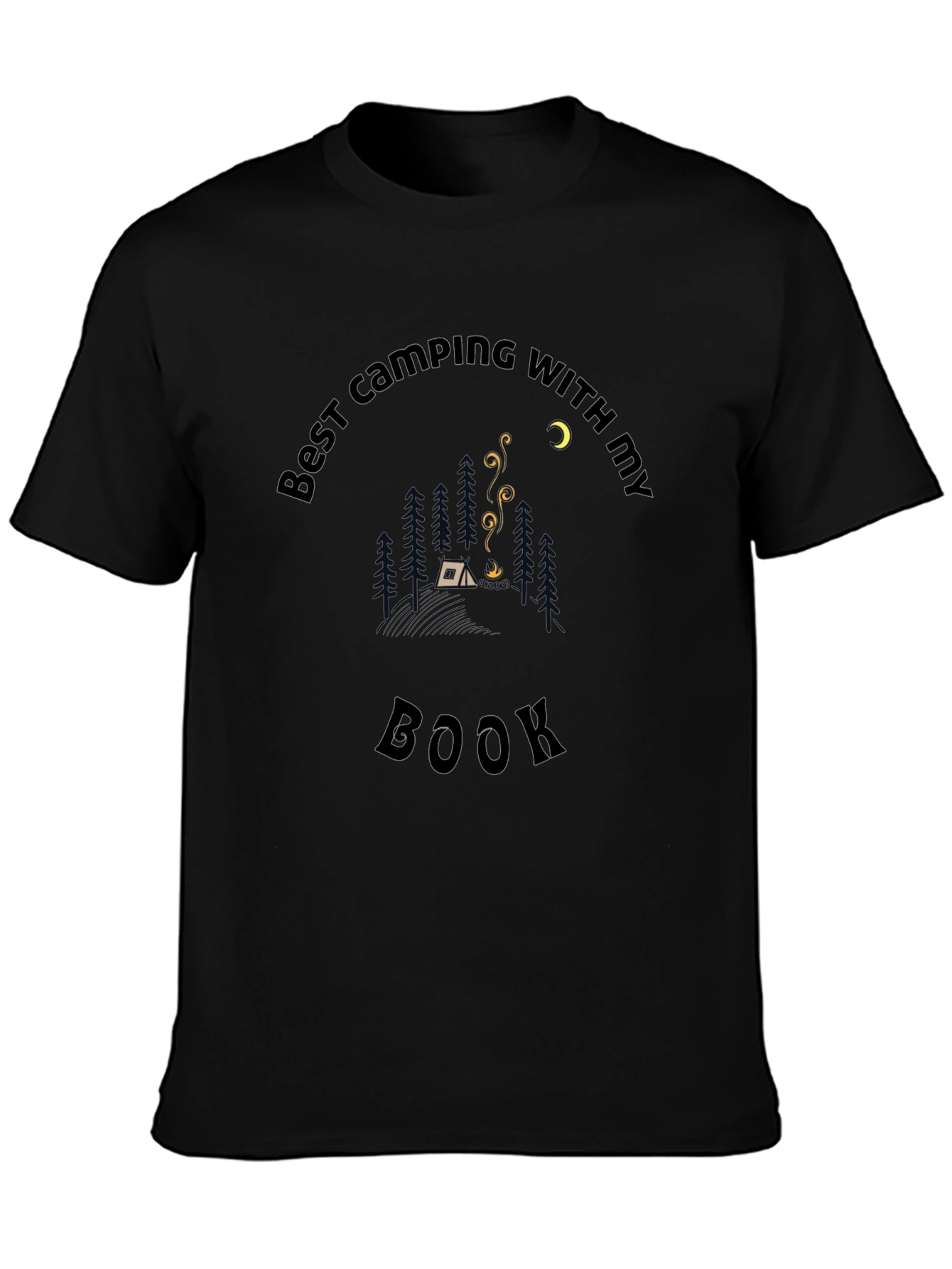 Best Camping With My Book Black T-Shirt