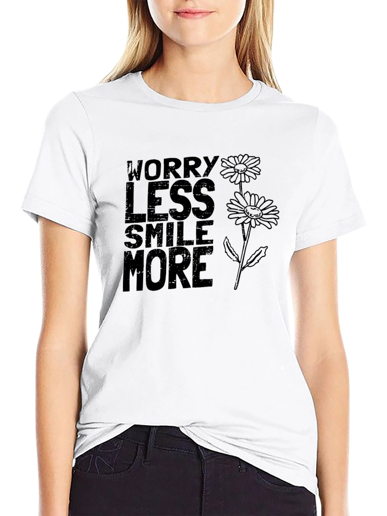 Worry Less Smile More Graphic T-Shirt