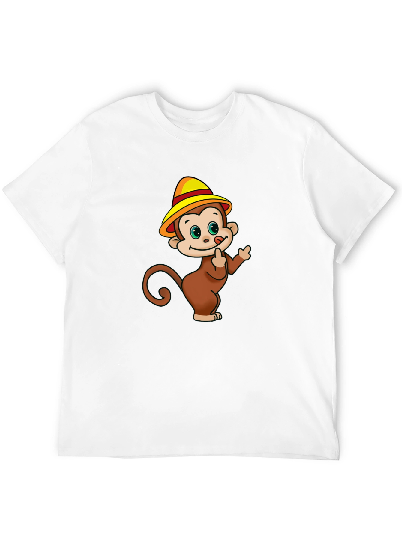 Cartoon Monkey Graphic Black T-Shirt