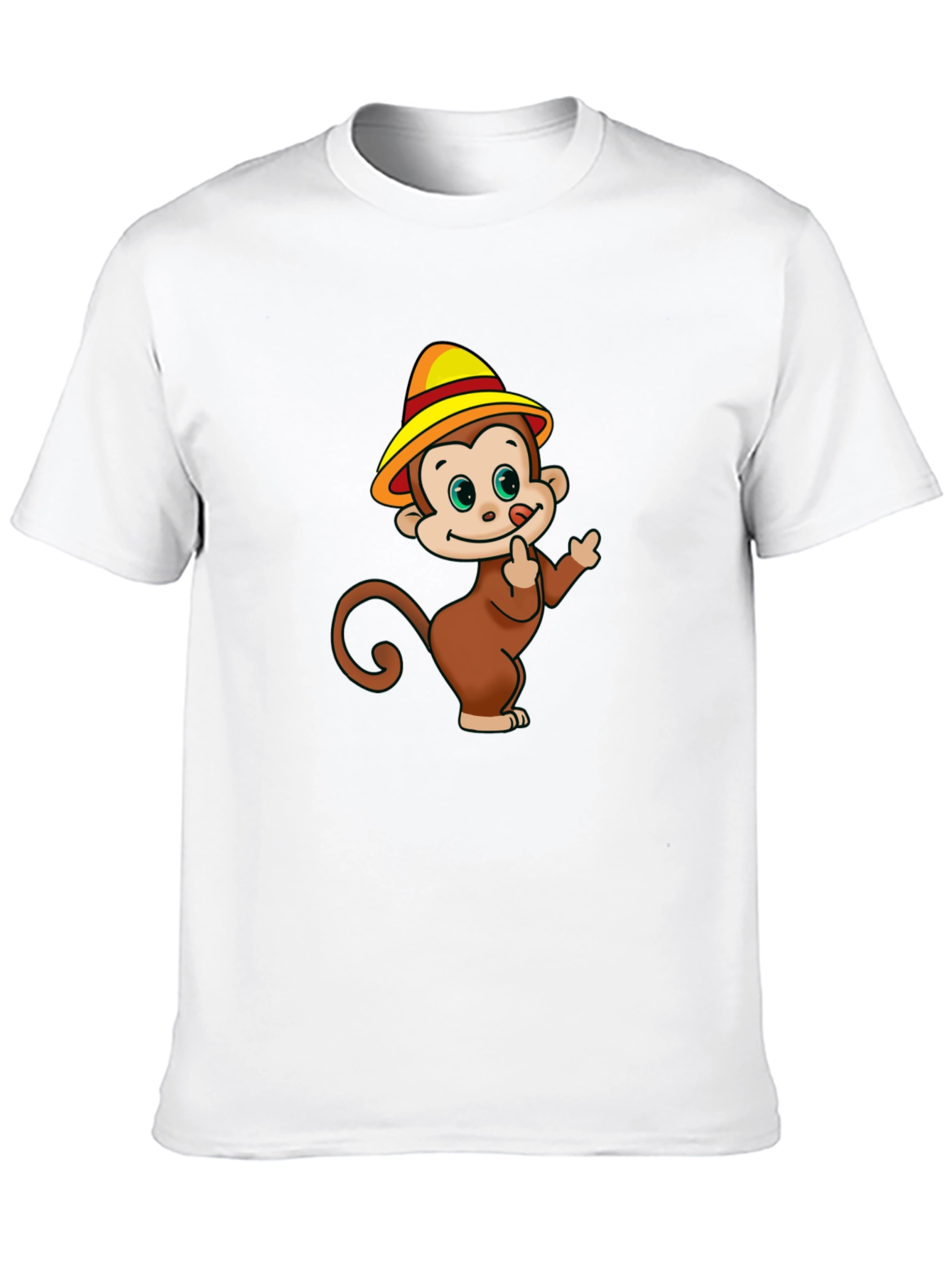 Cartoon Monkey Graphic Black T-Shirt
