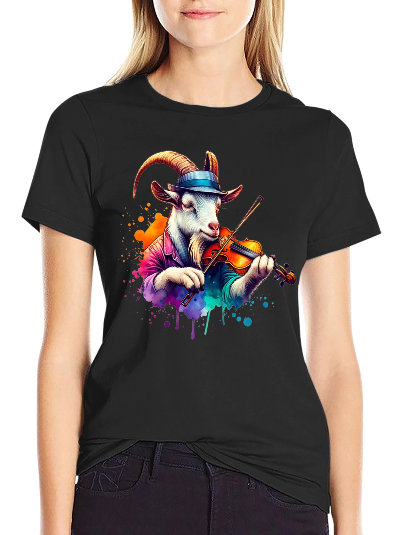 Goat Musician T-Shirt - Unique Graphic Tee