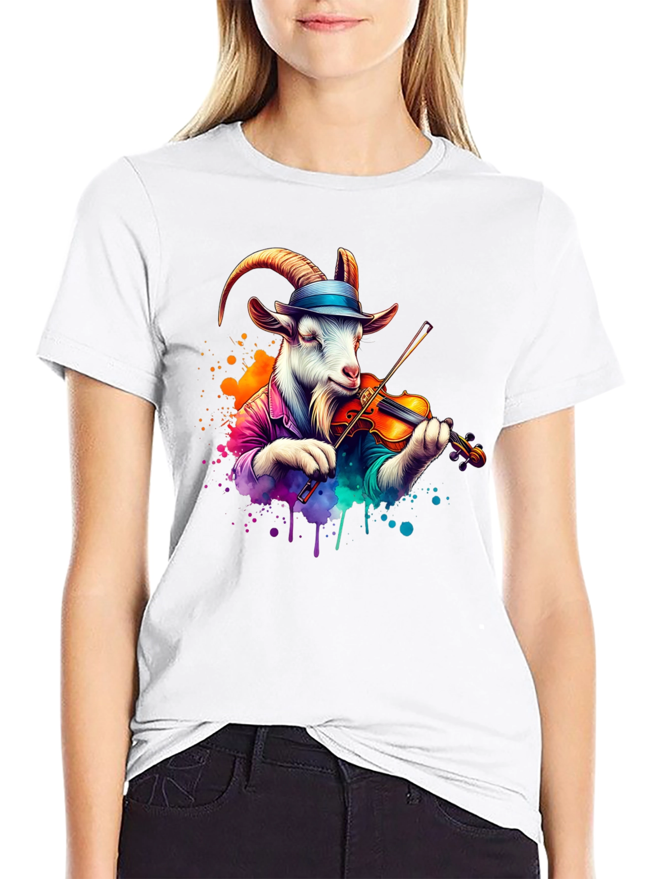 Goat Musician T-Shirt - Unique Graphic Tee