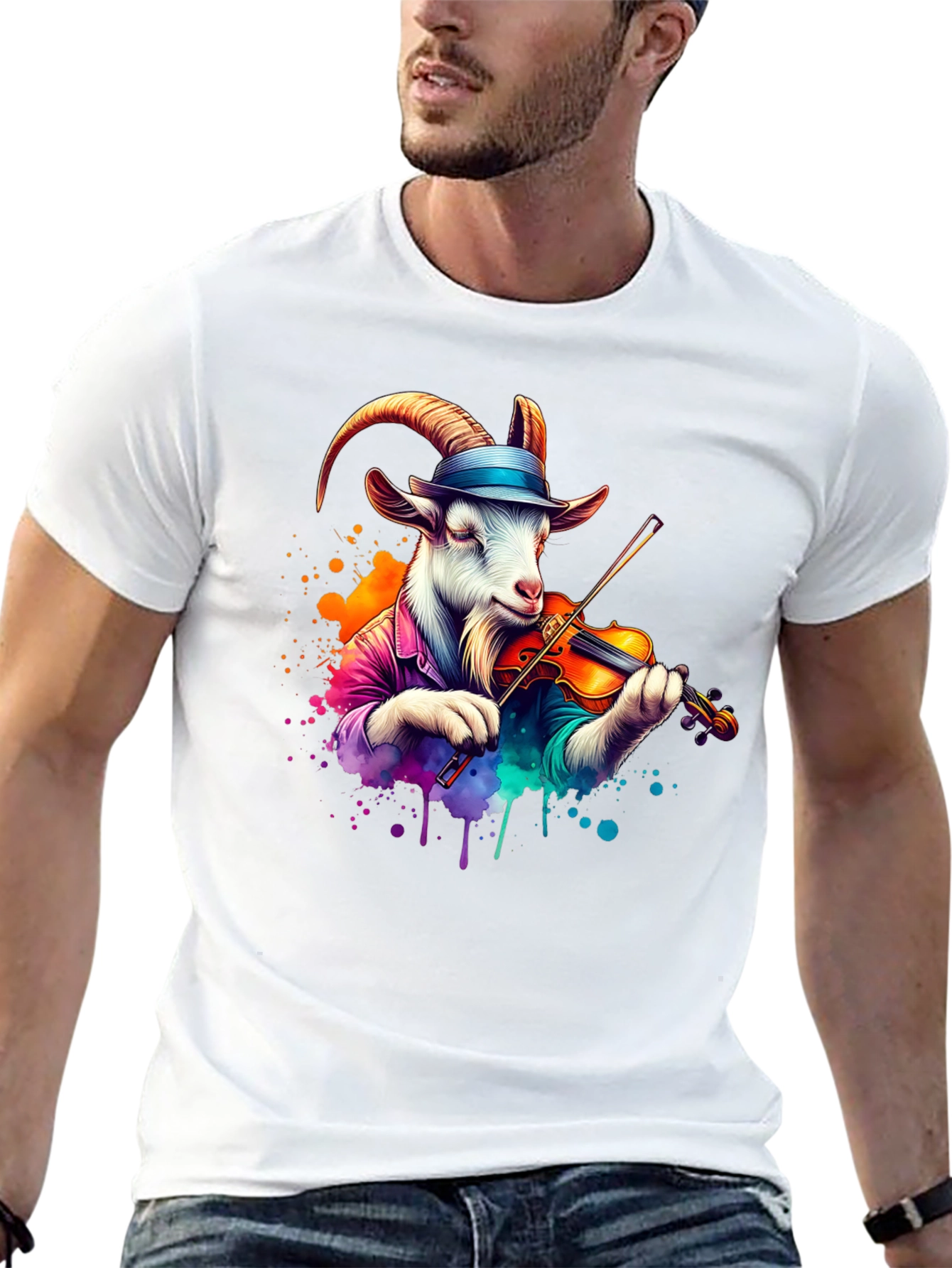 Goat Musician T-Shirt - Unique Graphic Tee