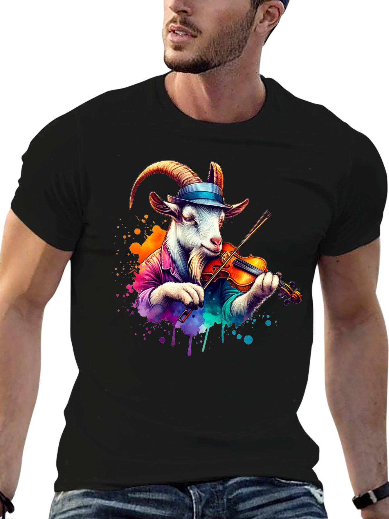 Goat Musician T-Shirt - Unique Graphic Tee