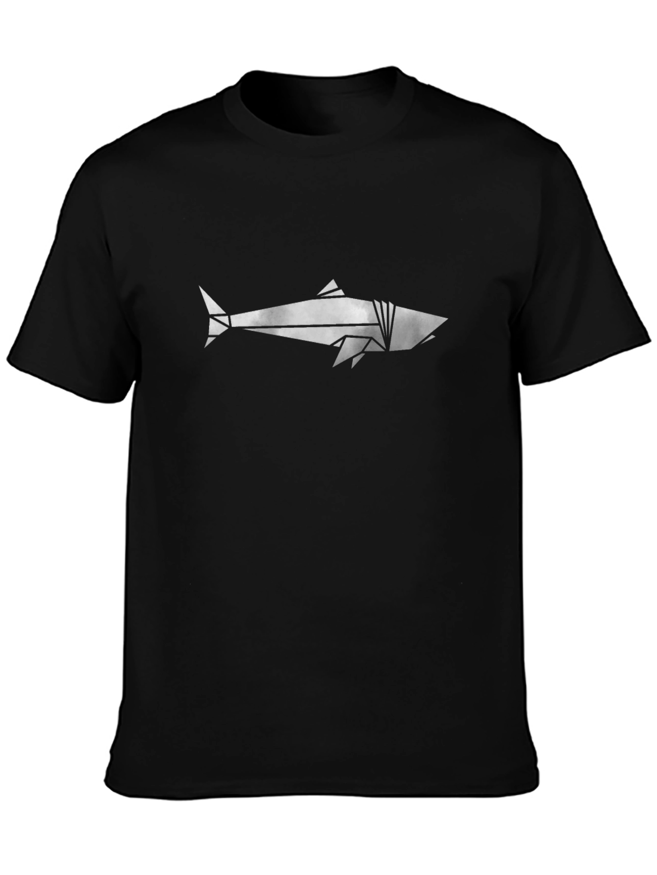 Geometric Shark Graphic T-Shirt - Black