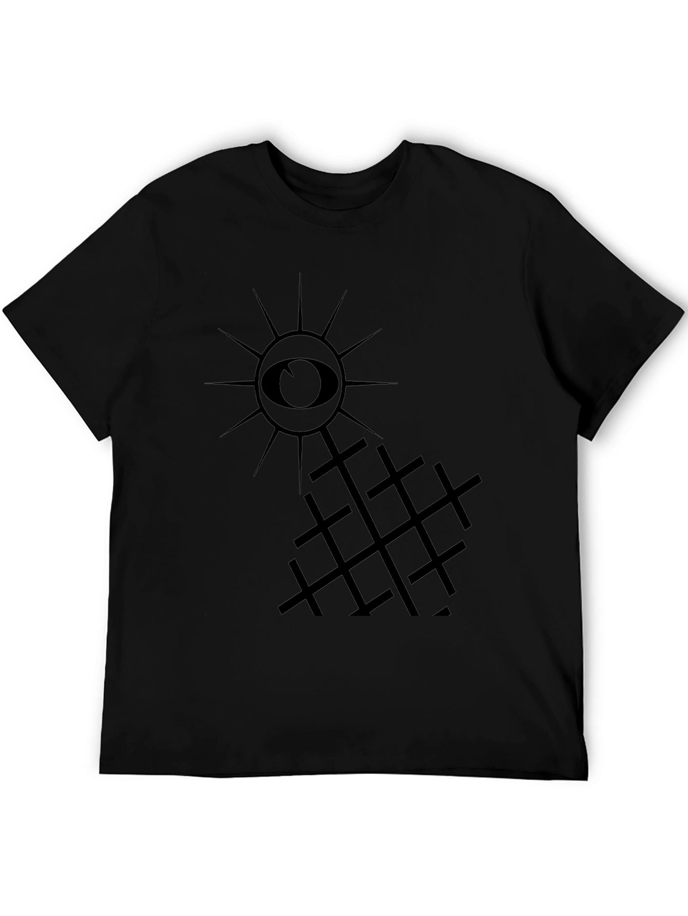 Eye and Grid Graphic Tee - Dark Aesthetic Style