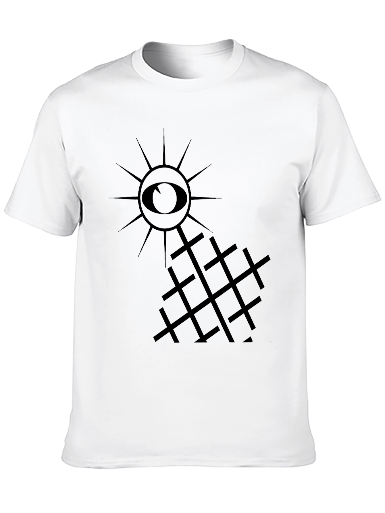 Eye and Grid Graphic Tee - Dark Aesthetic Style