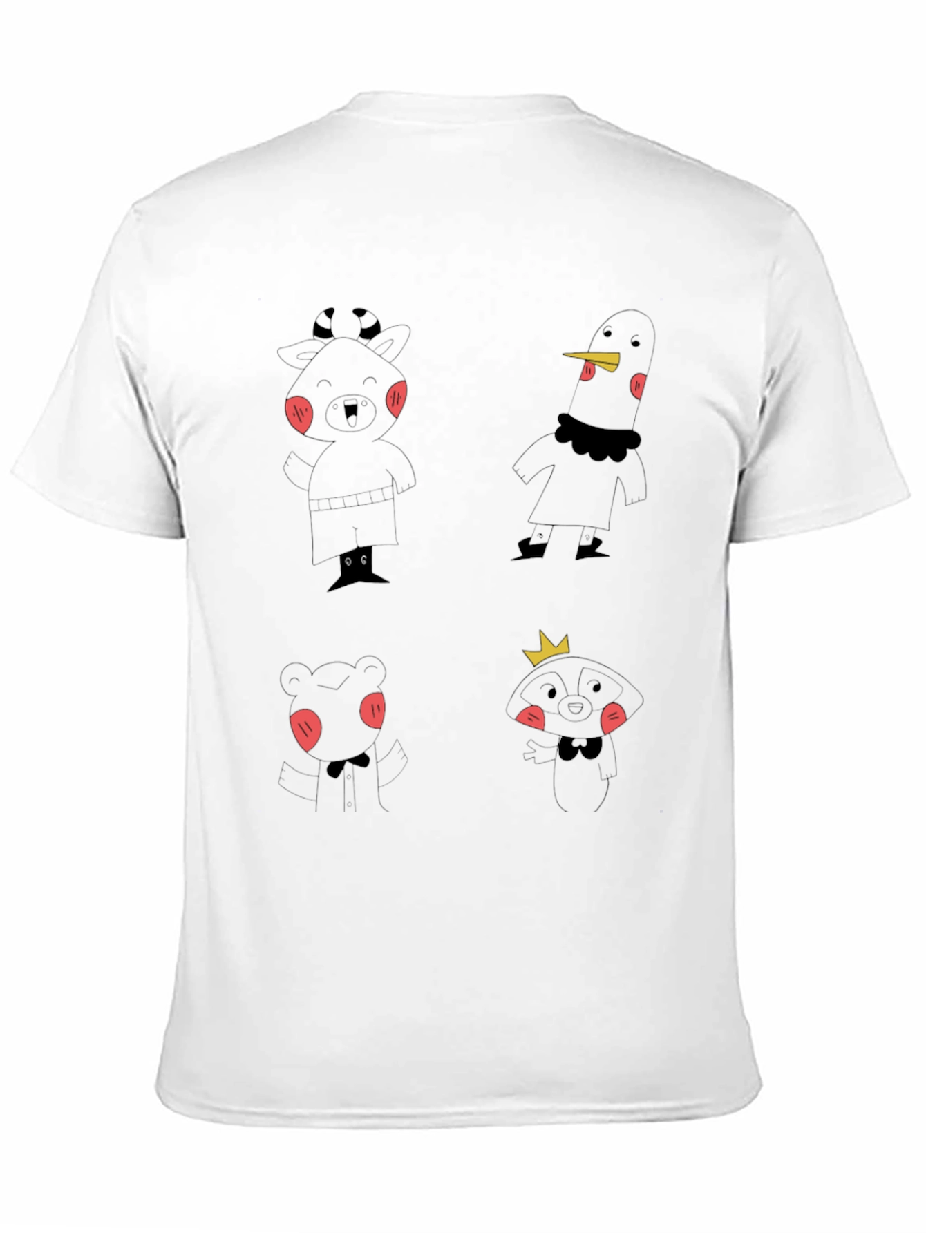Fun Cartoon Character Print Black T-Shirt