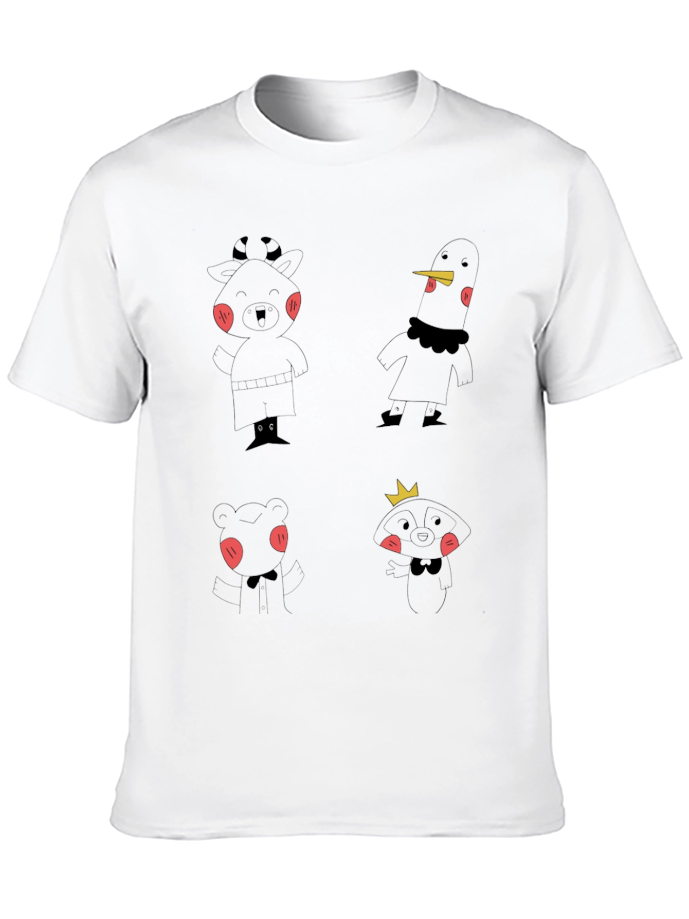 Fun Cartoon Character Print Black T-Shirt