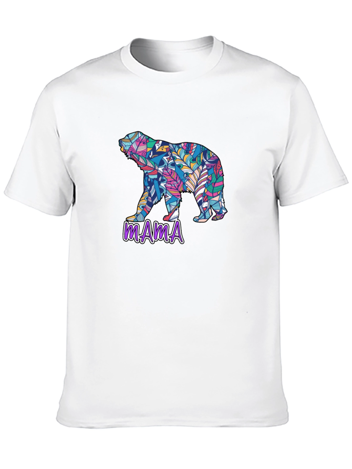 Mama Bear Feather Design Black T-Shirt