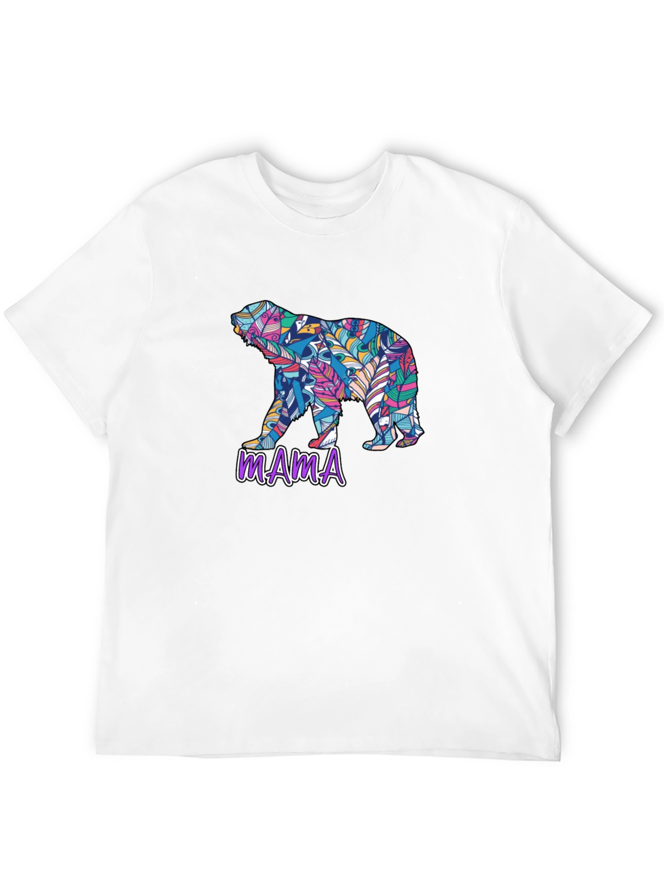 Mama Bear Feather Design Black T-Shirt