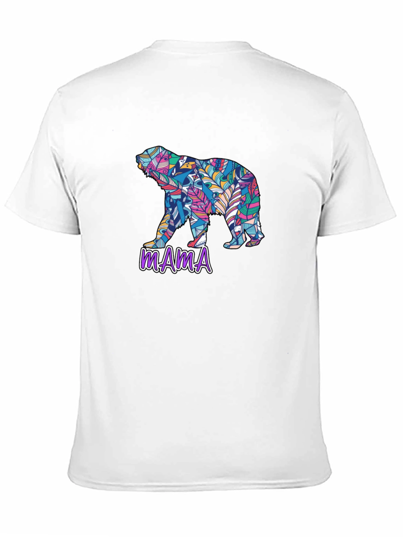 Mama Bear Feather Design Black T-Shirt