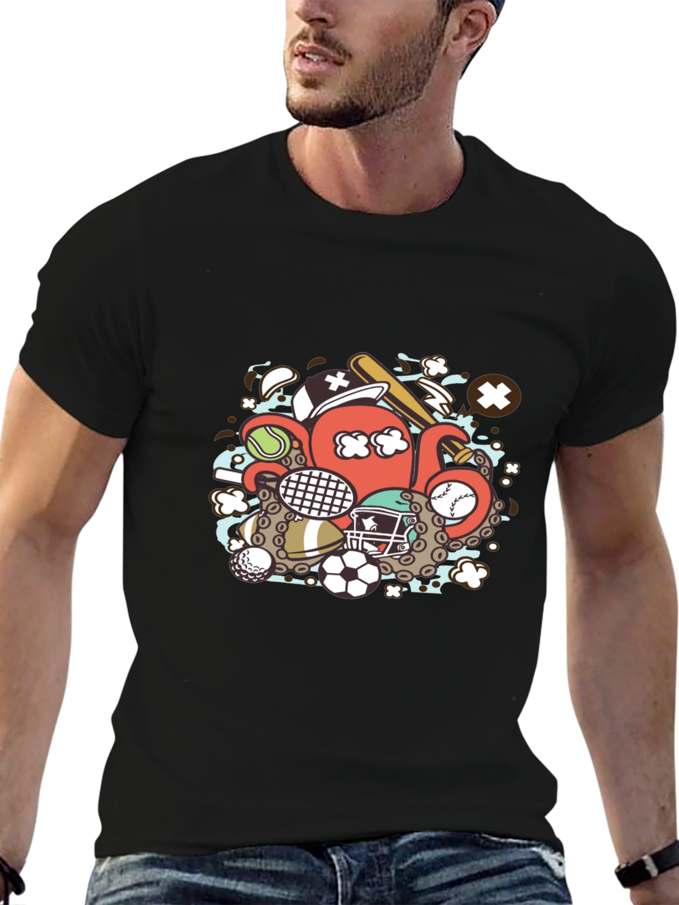 Sports Octopus Graphic T-Shirt