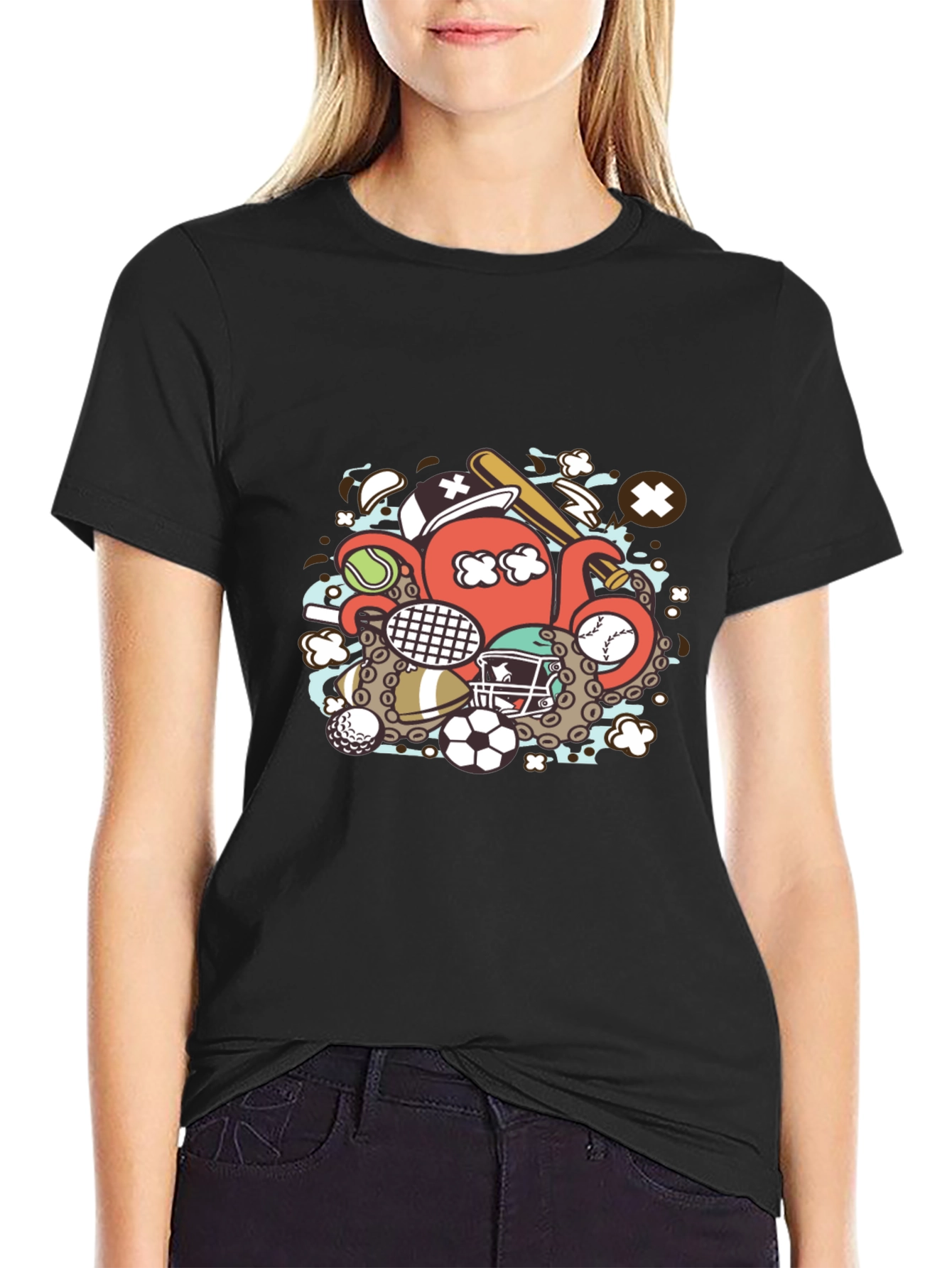 Sports Octopus Graphic T-Shirt