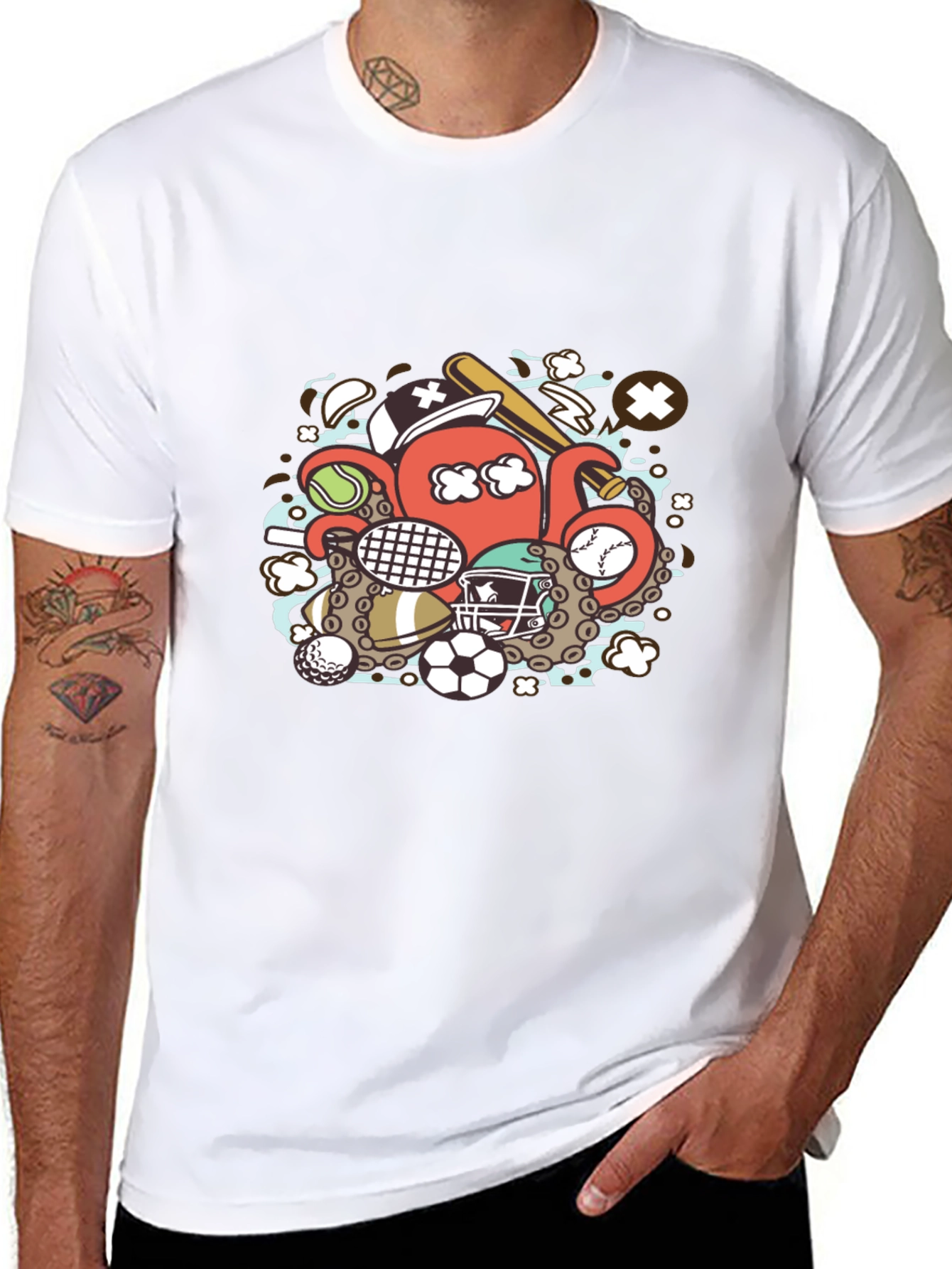 Sports Octopus Graphic T-Shirt