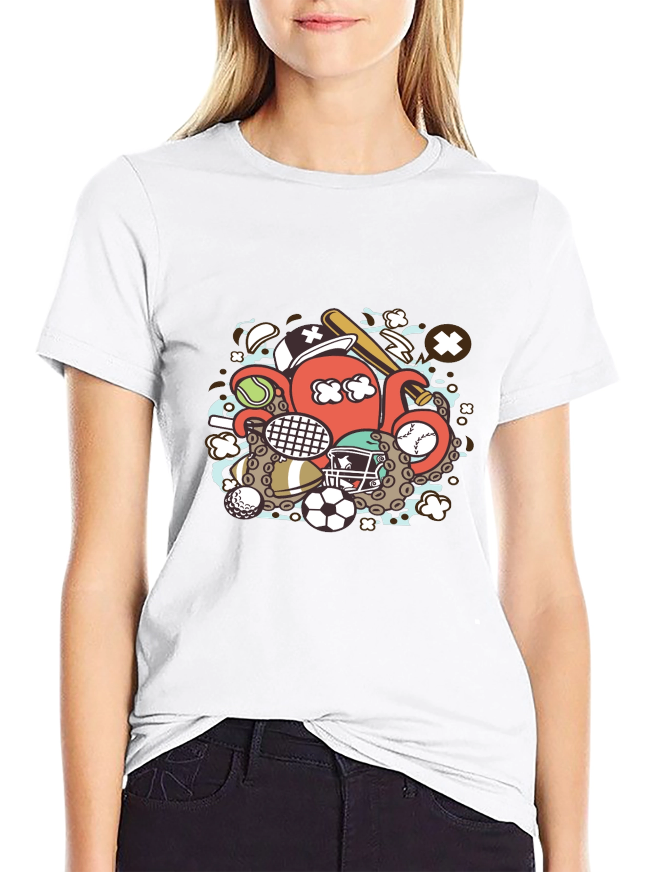 Sports Octopus Graphic T-Shirt