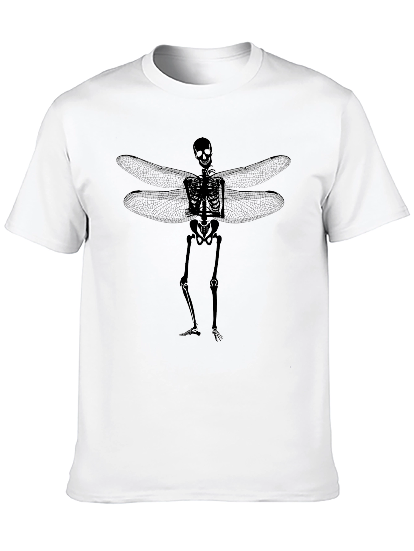 Black Skeleton Dragonfly Wings Graphic Tee