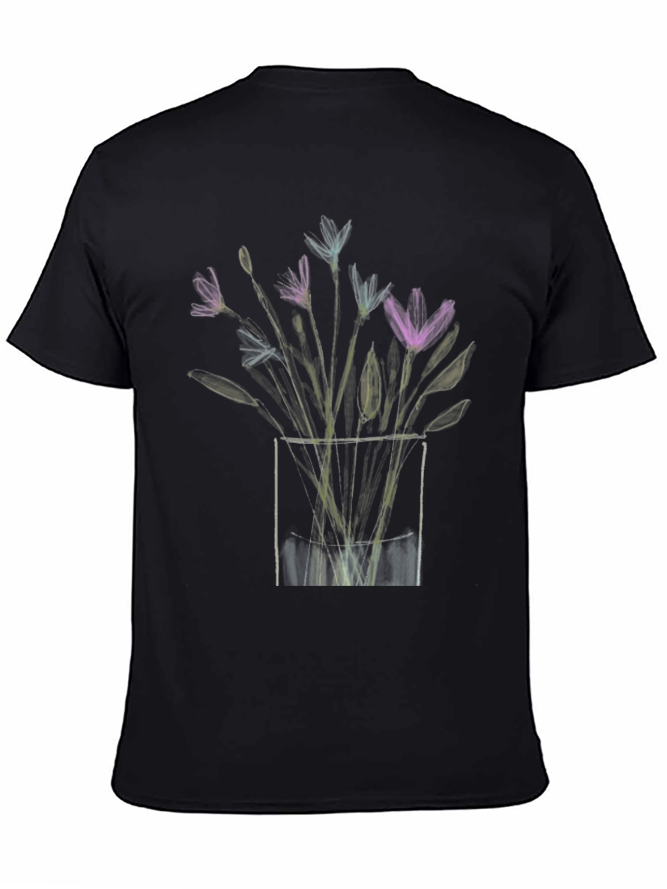 Floral Vase Graphic Black T-Shirt