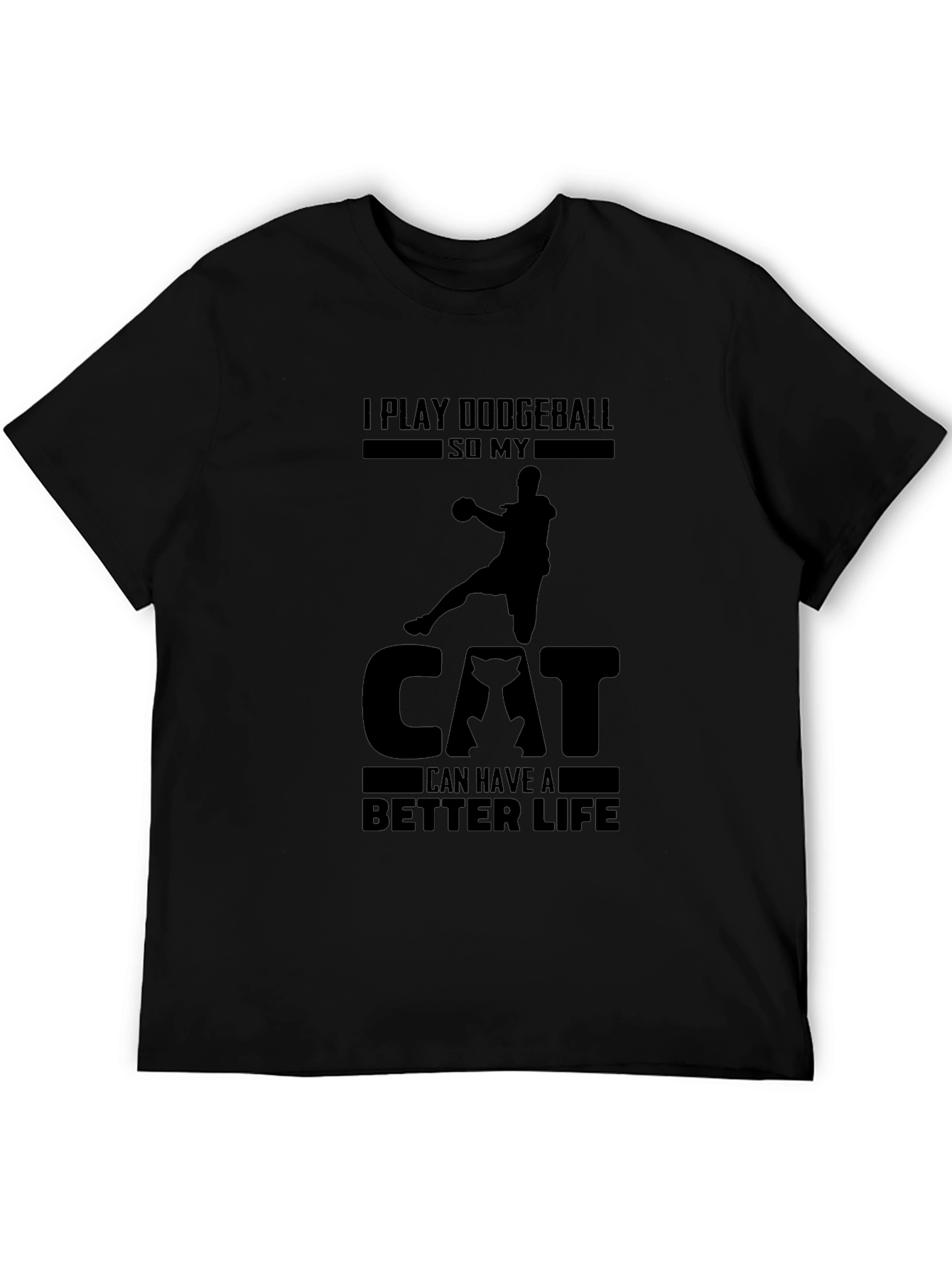 Dodgeball Cat Life Graphic Tee - Black
