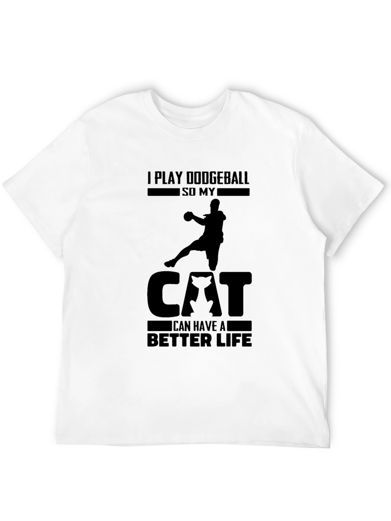 Dodgeball Cat Life Graphic Tee - Black