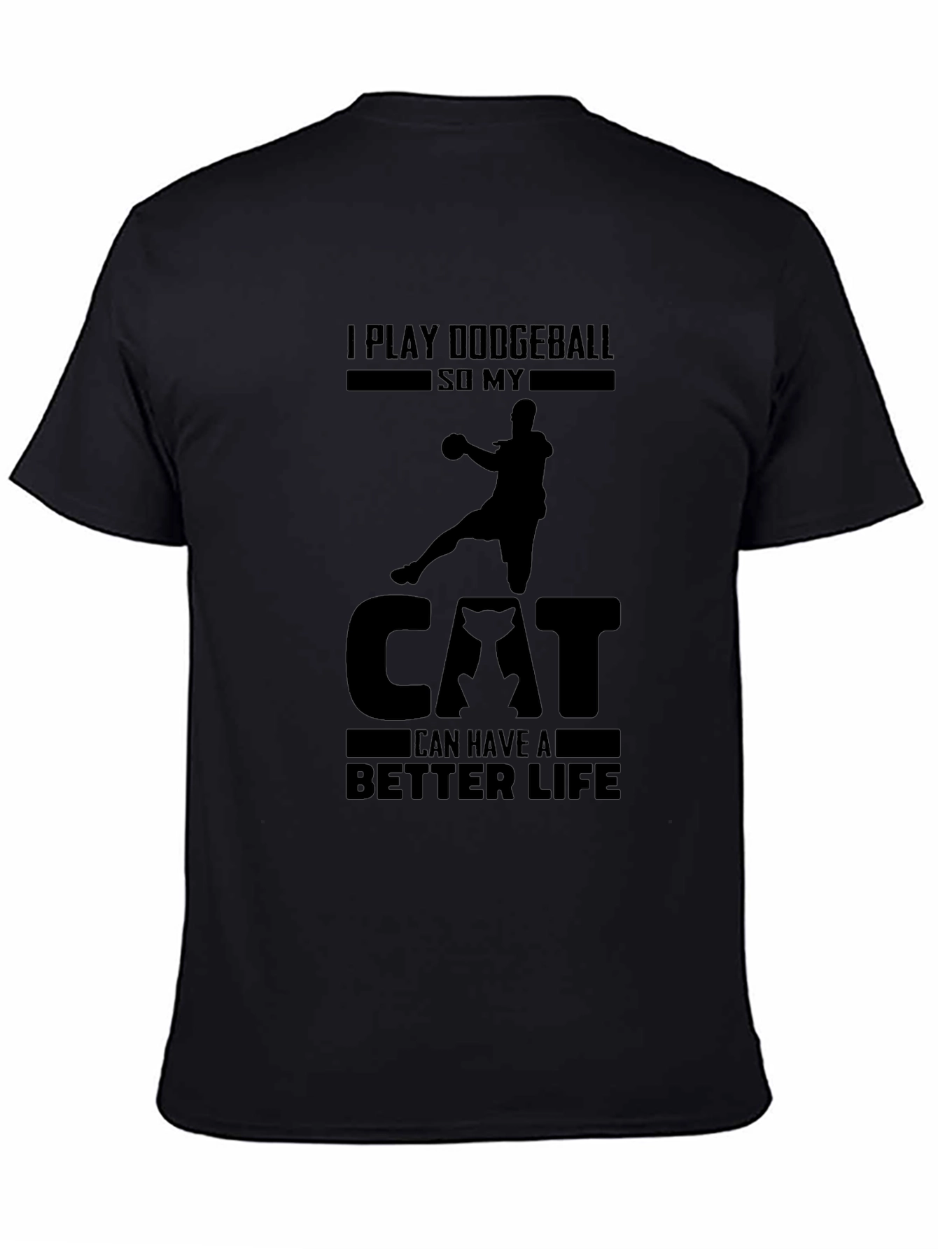 Dodgeball Cat Life Graphic Tee - Black