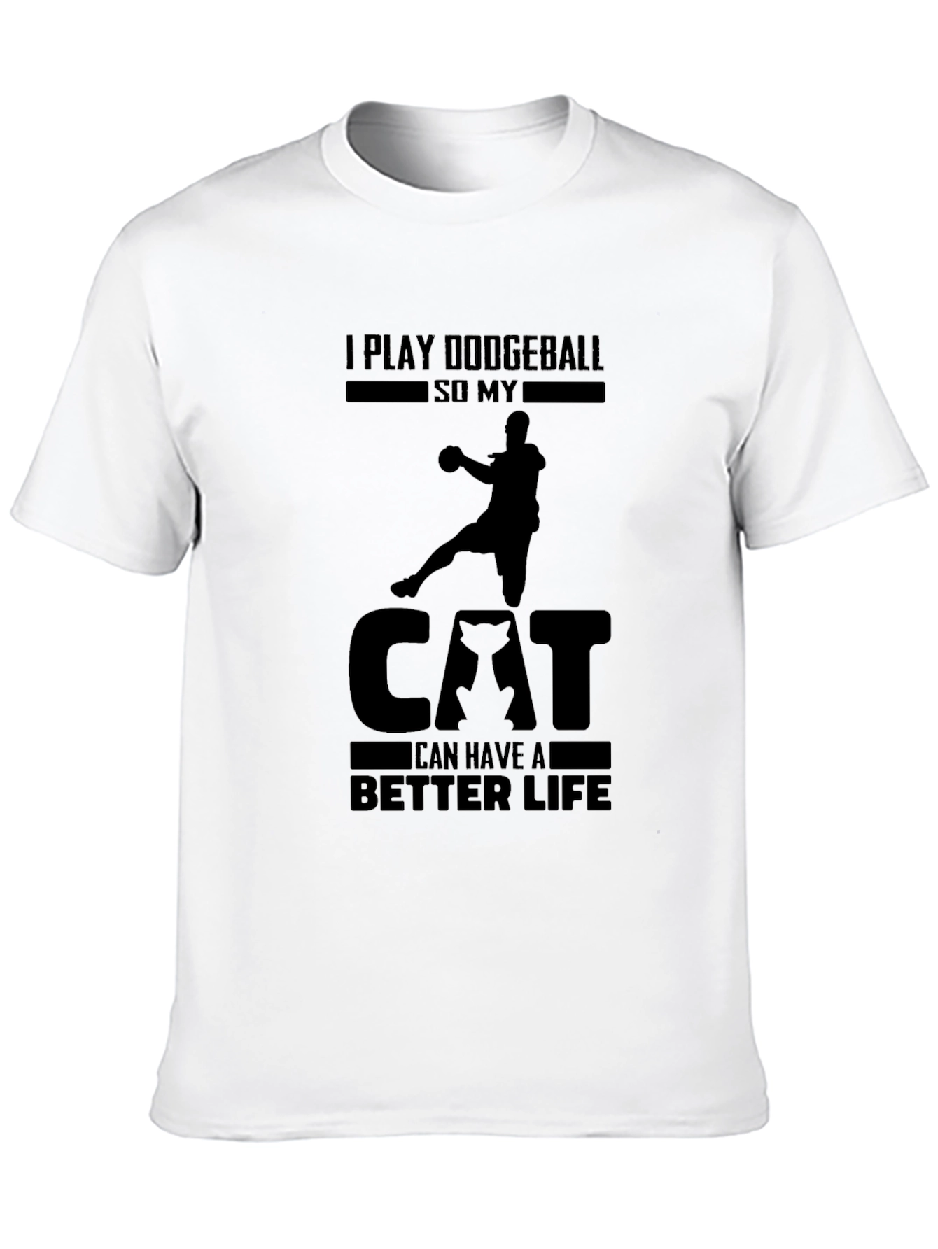 Dodgeball Cat Life Graphic Tee - Black