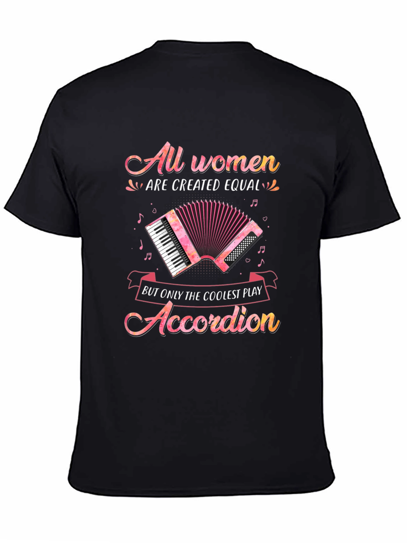 All Women Accordion Player Black T-Shirt