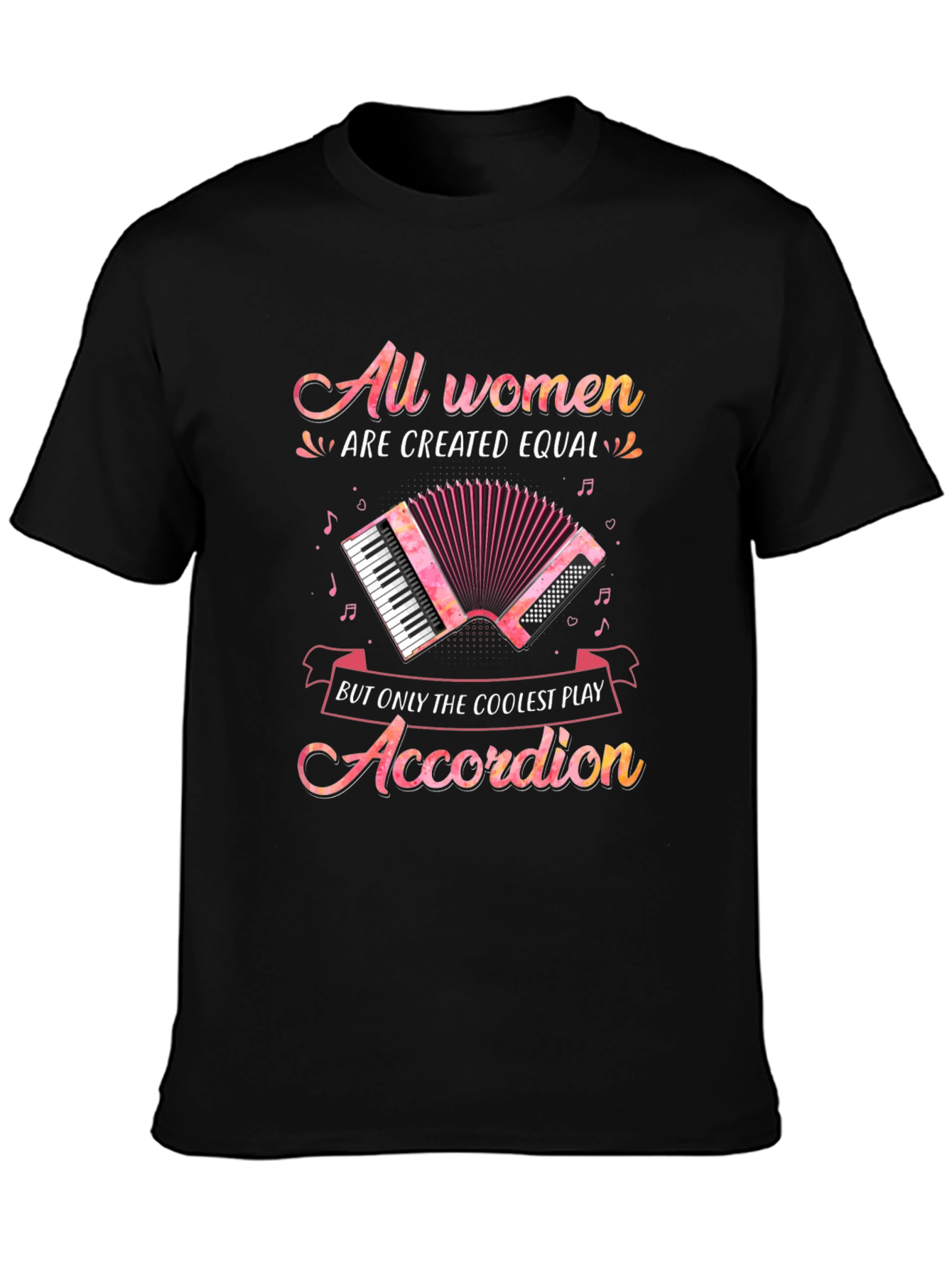 All Women Accordion Player Black T-Shirt