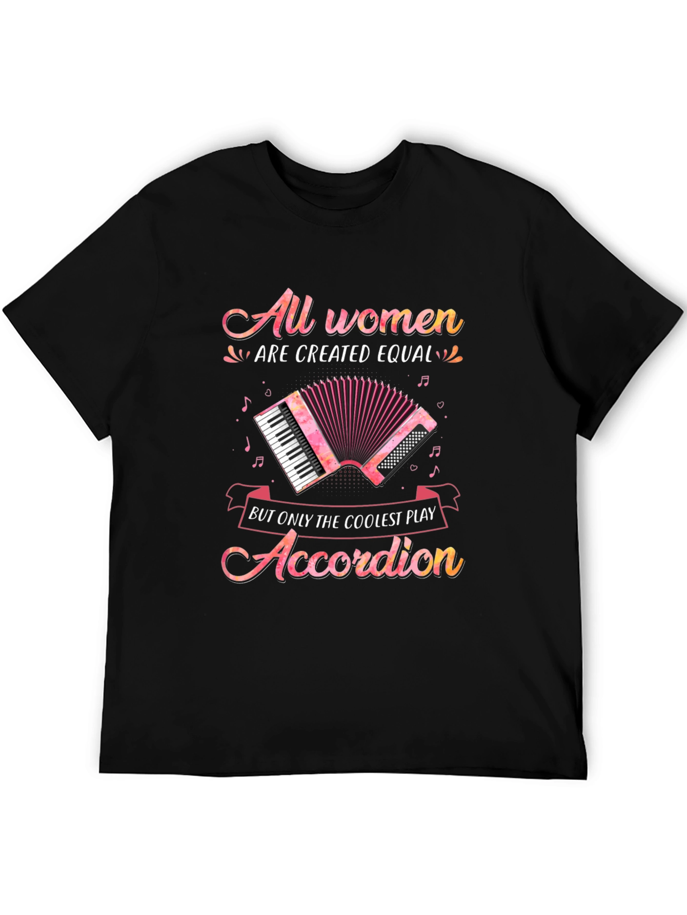 All Women Accordion Player Black T-Shirt