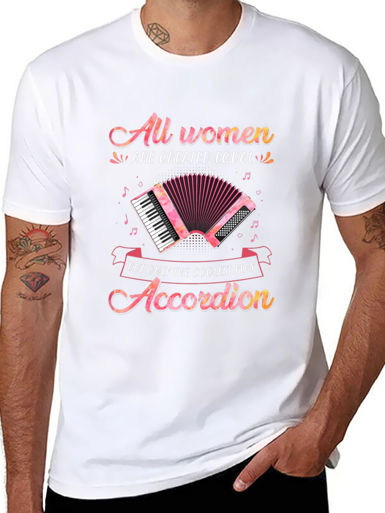 All Women Accordion Player Black T-Shirt