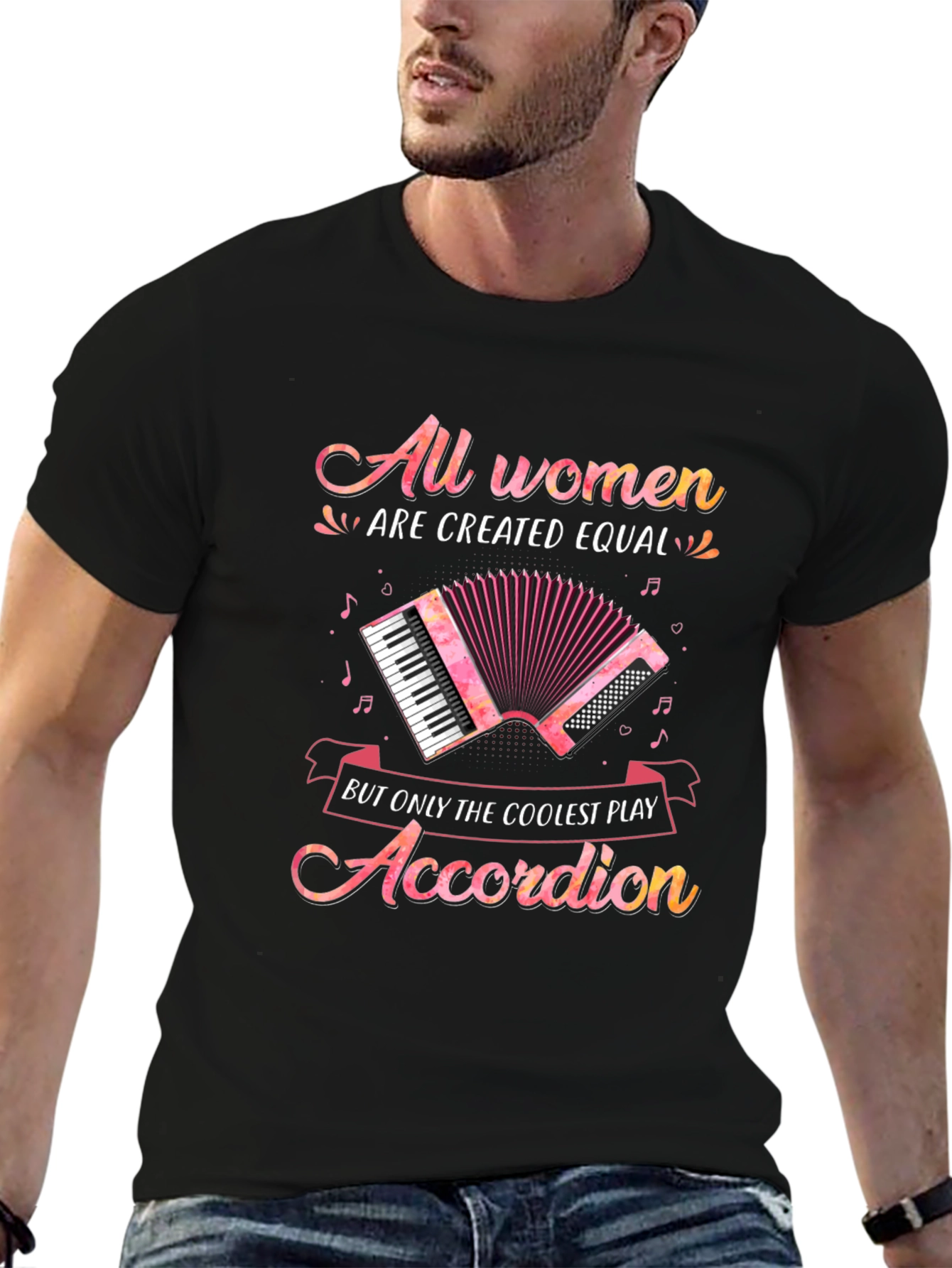 All Women Accordion Player Black T-Shirt