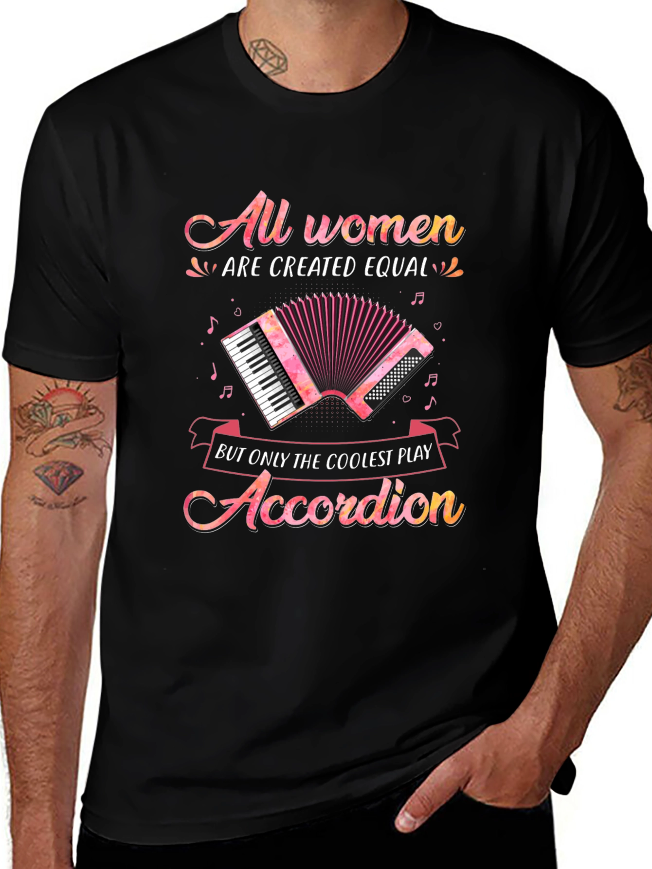 All Women Accordion Player Black T-Shirt