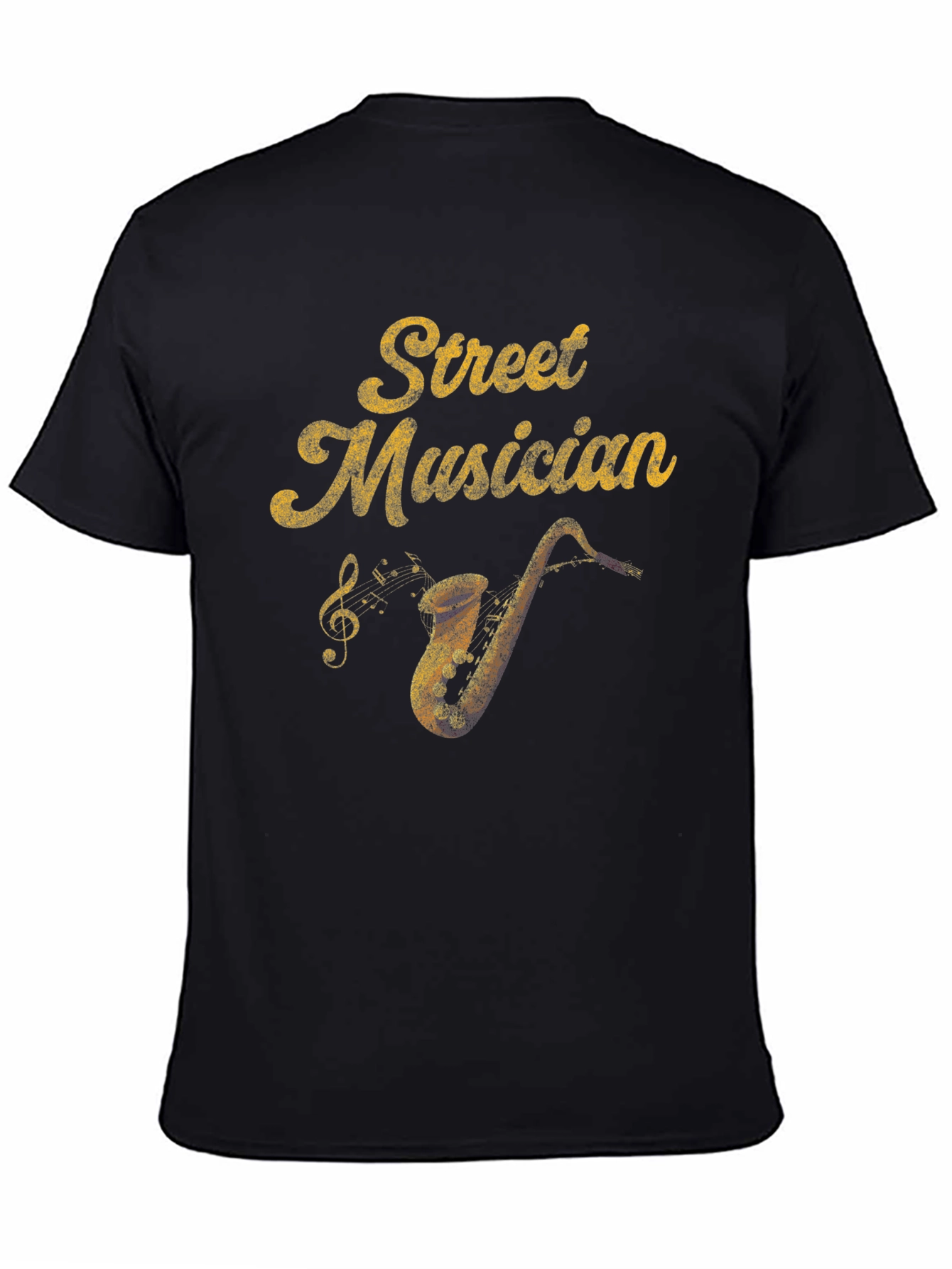 Street Musician Graphic Tee - Black Saxophone T-Shirt