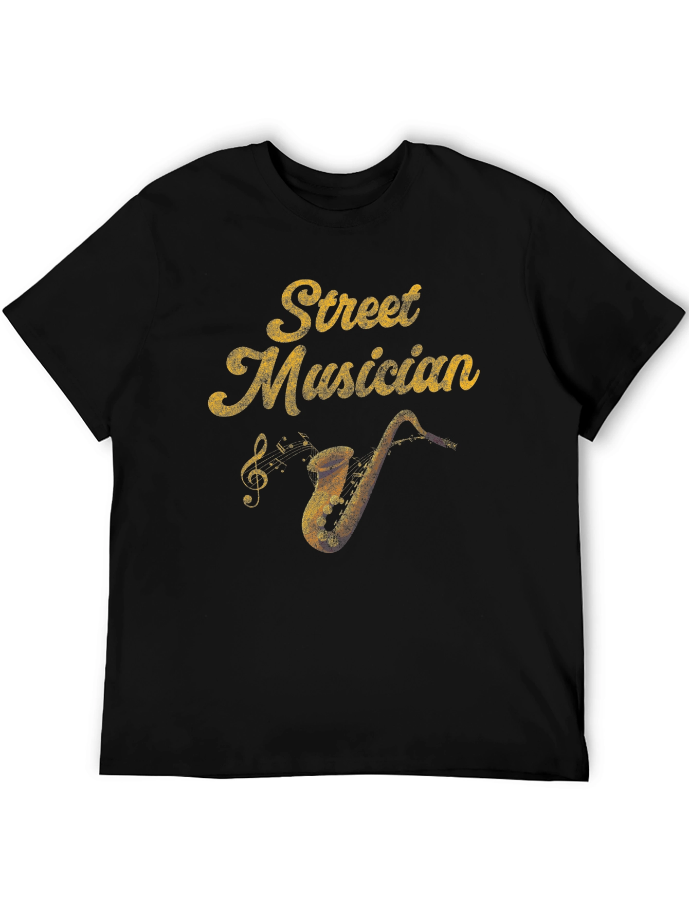 Street Musician Graphic Tee - Black Saxophone T-Shirt