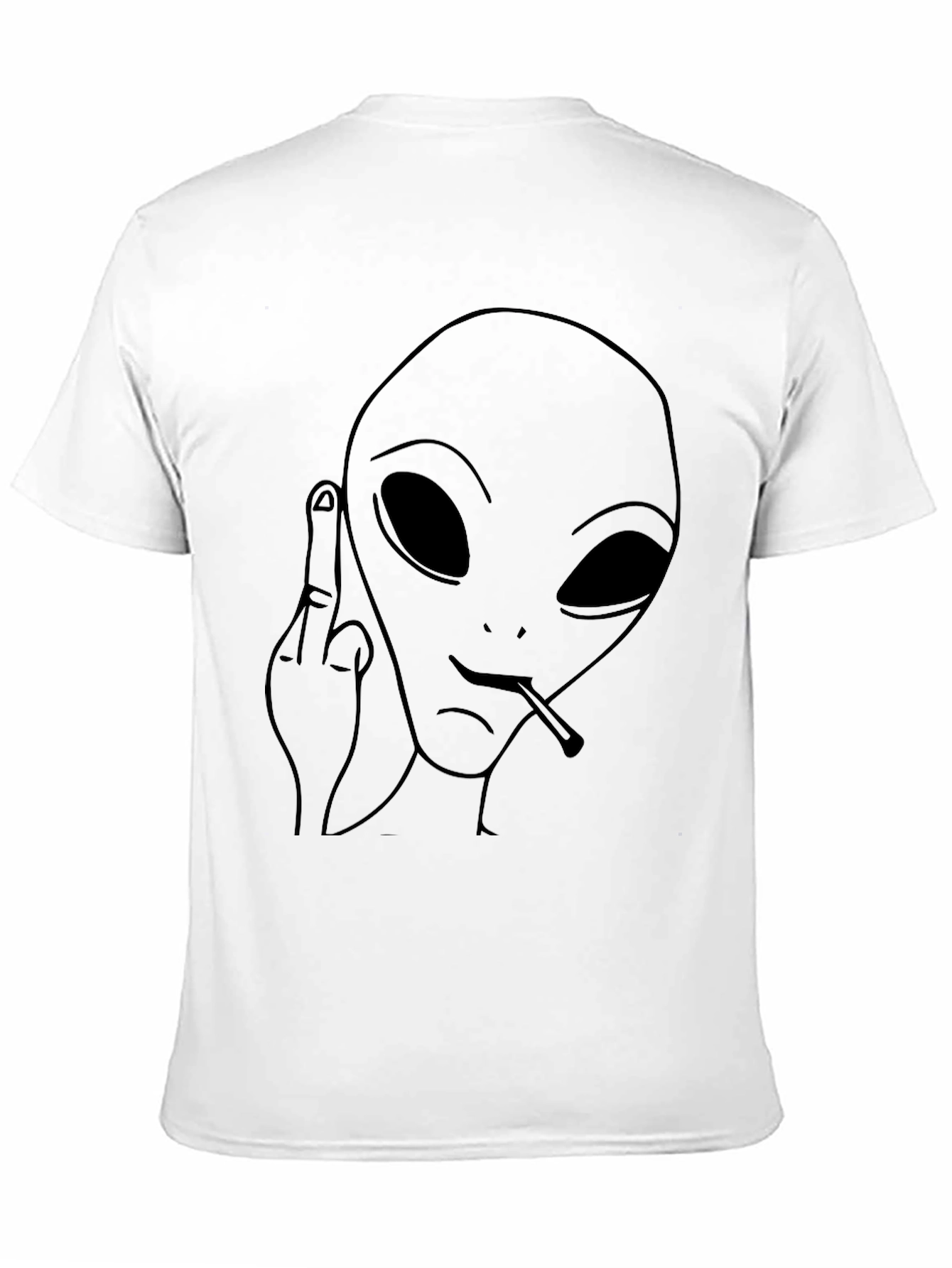 Alien Middle Finger Graphic Tee - Black