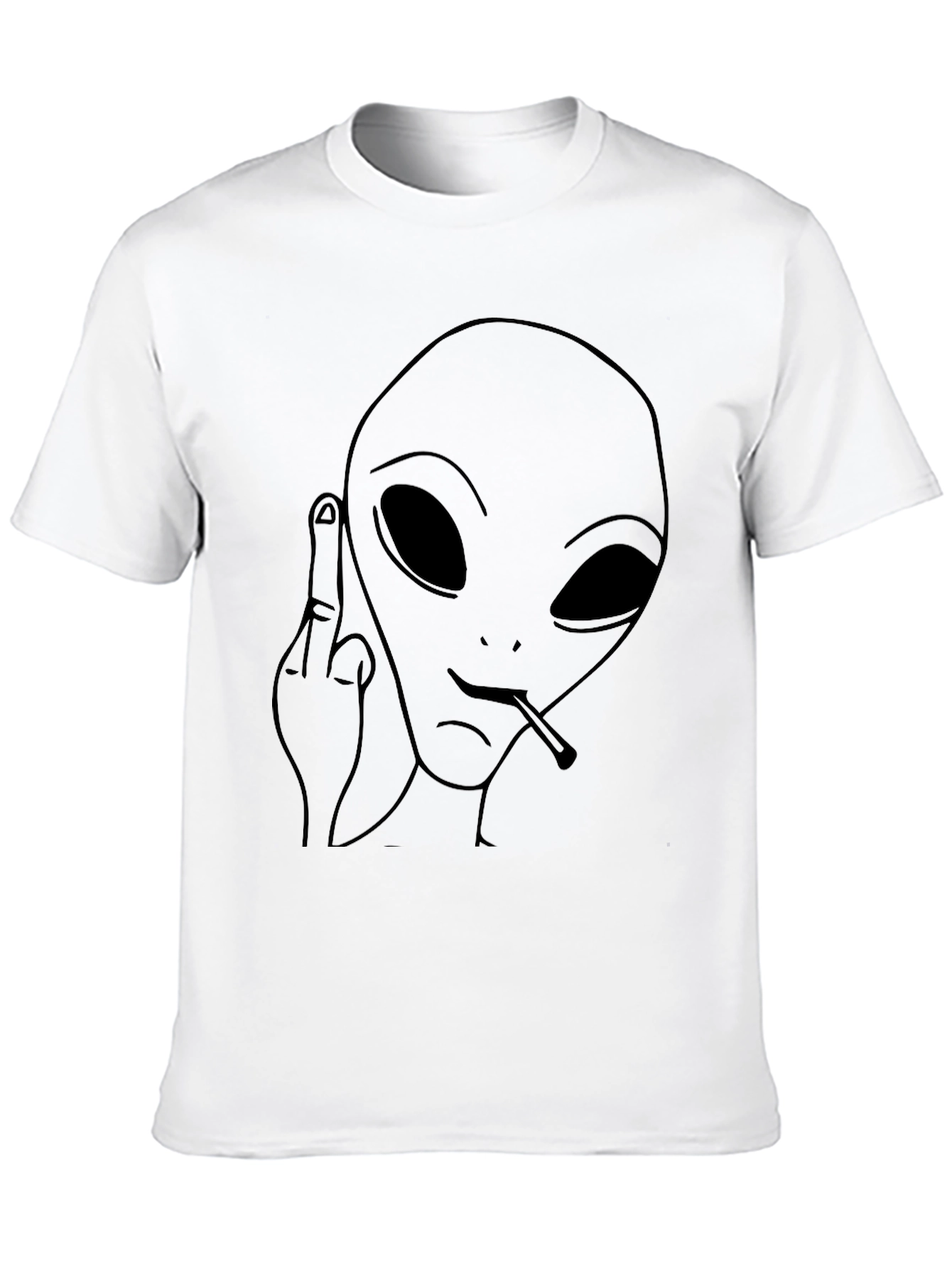 Alien Middle Finger Graphic Tee - Black