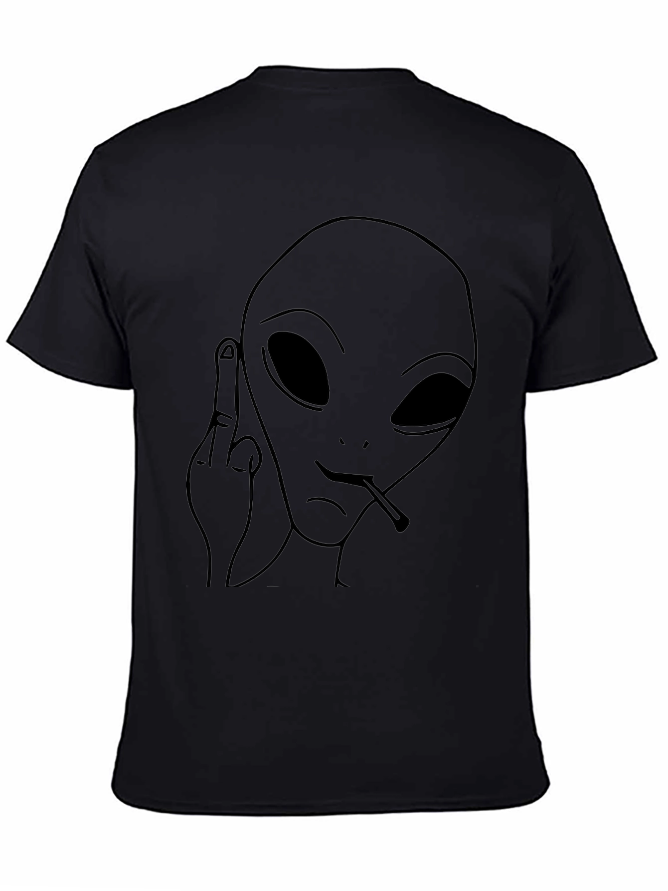Alien Middle Finger Graphic Tee - Black
