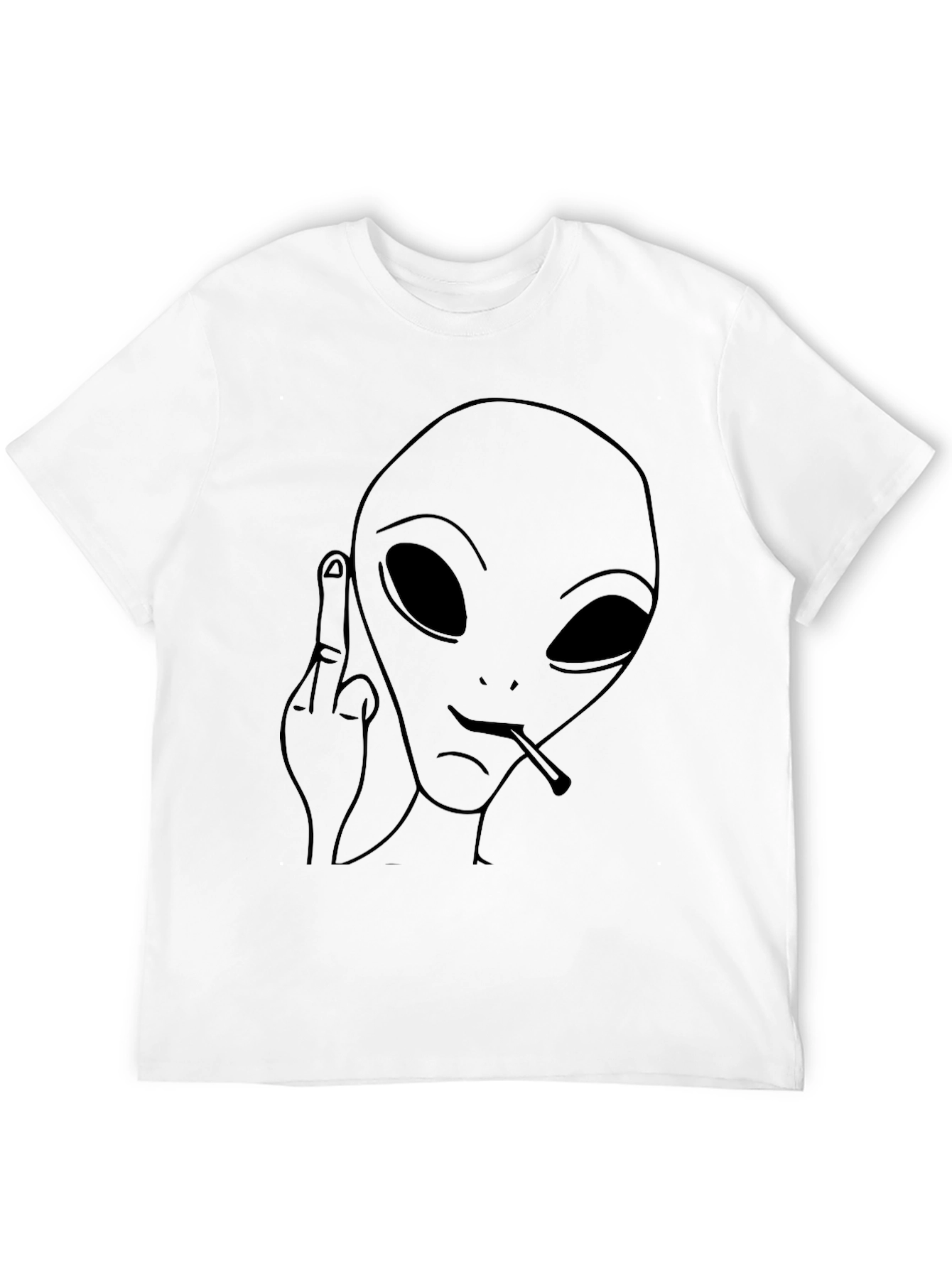 Alien Middle Finger Graphic Tee - Black