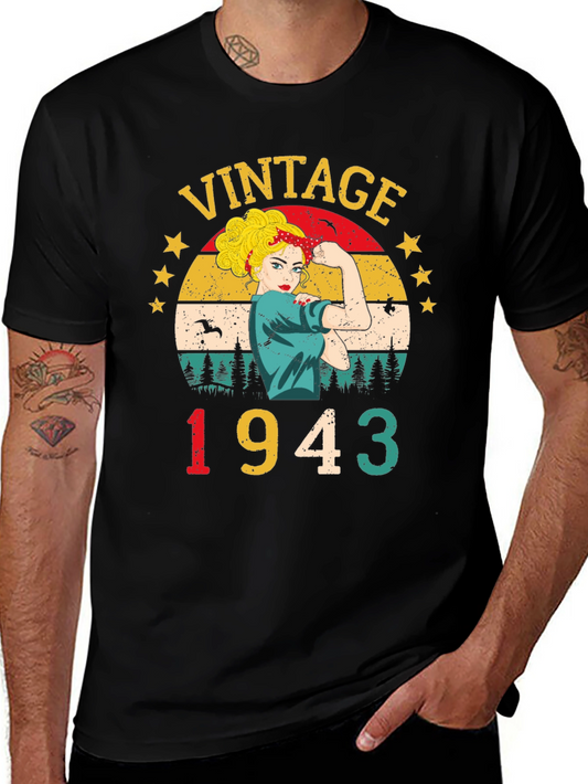 Vintage 1943 T-Shirt - Retro Rosie the Riveter Style