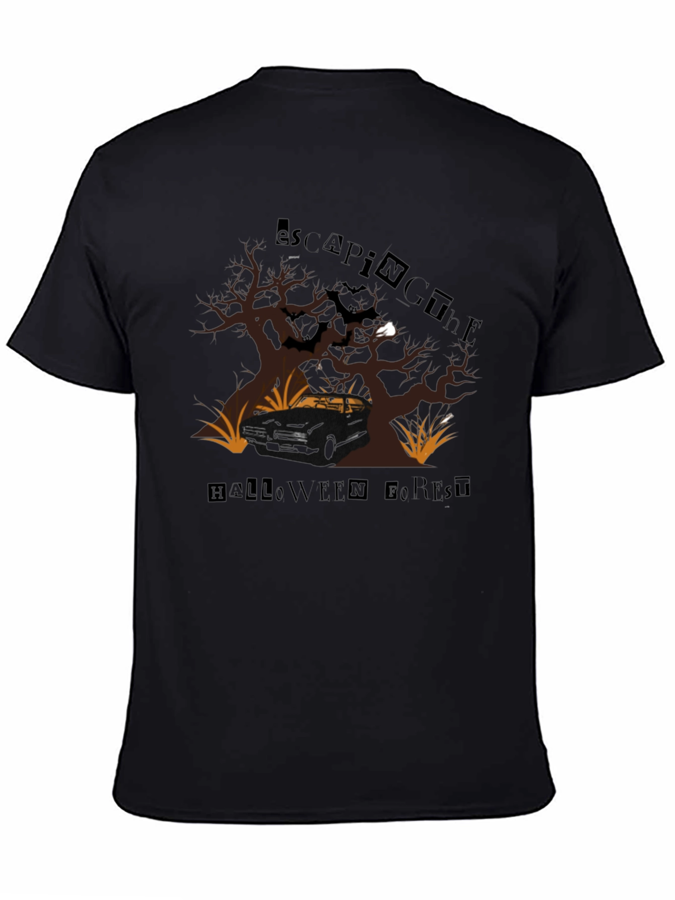 Escaping The Halloween Forest Black T-Shirt