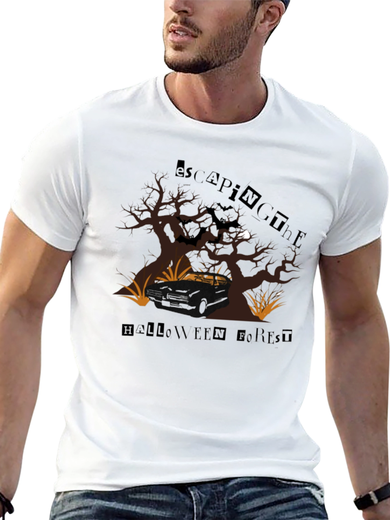 Escaping The Halloween Forest Black T-Shirt