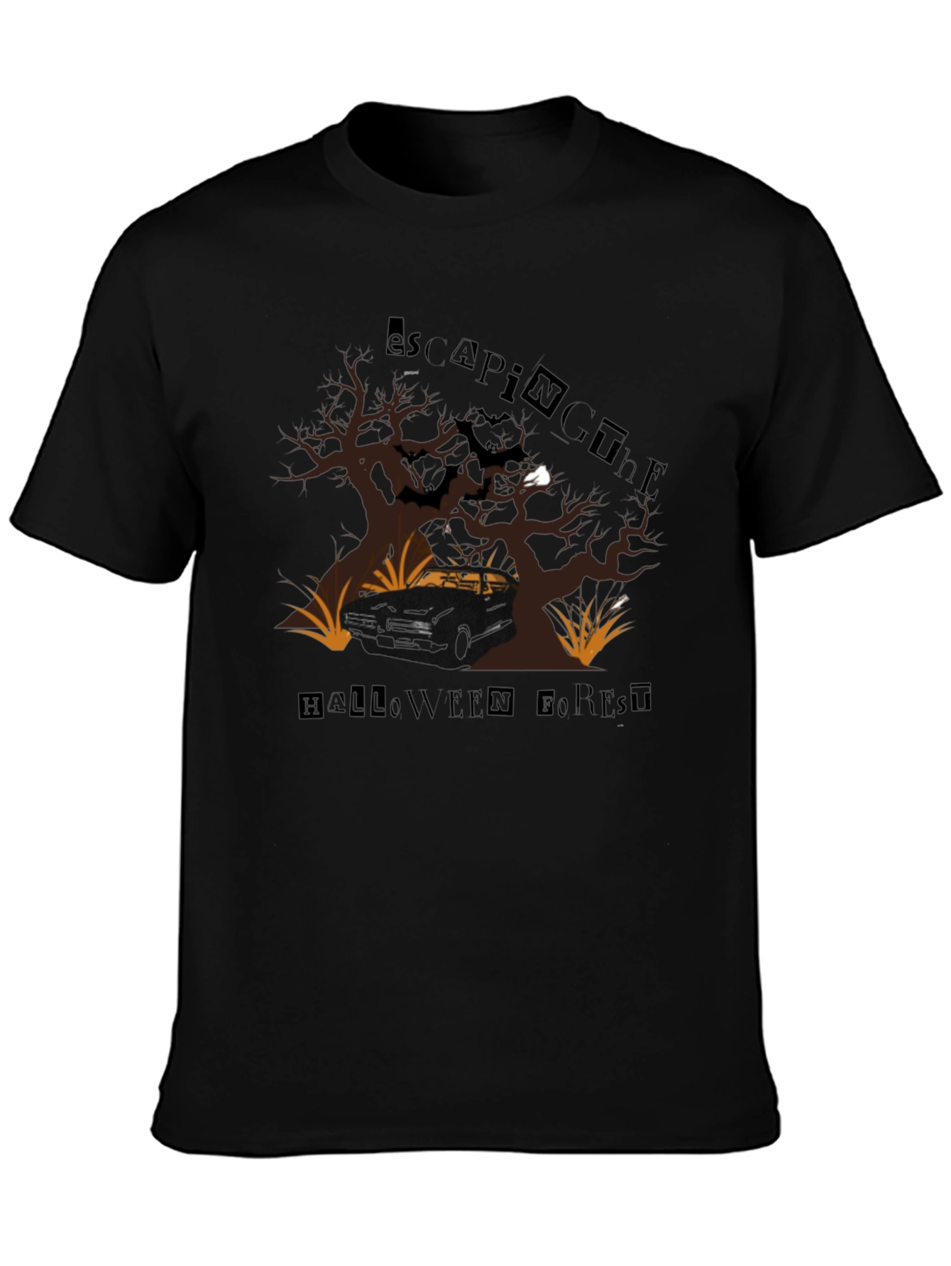 Escaping The Halloween Forest Black T-Shirt