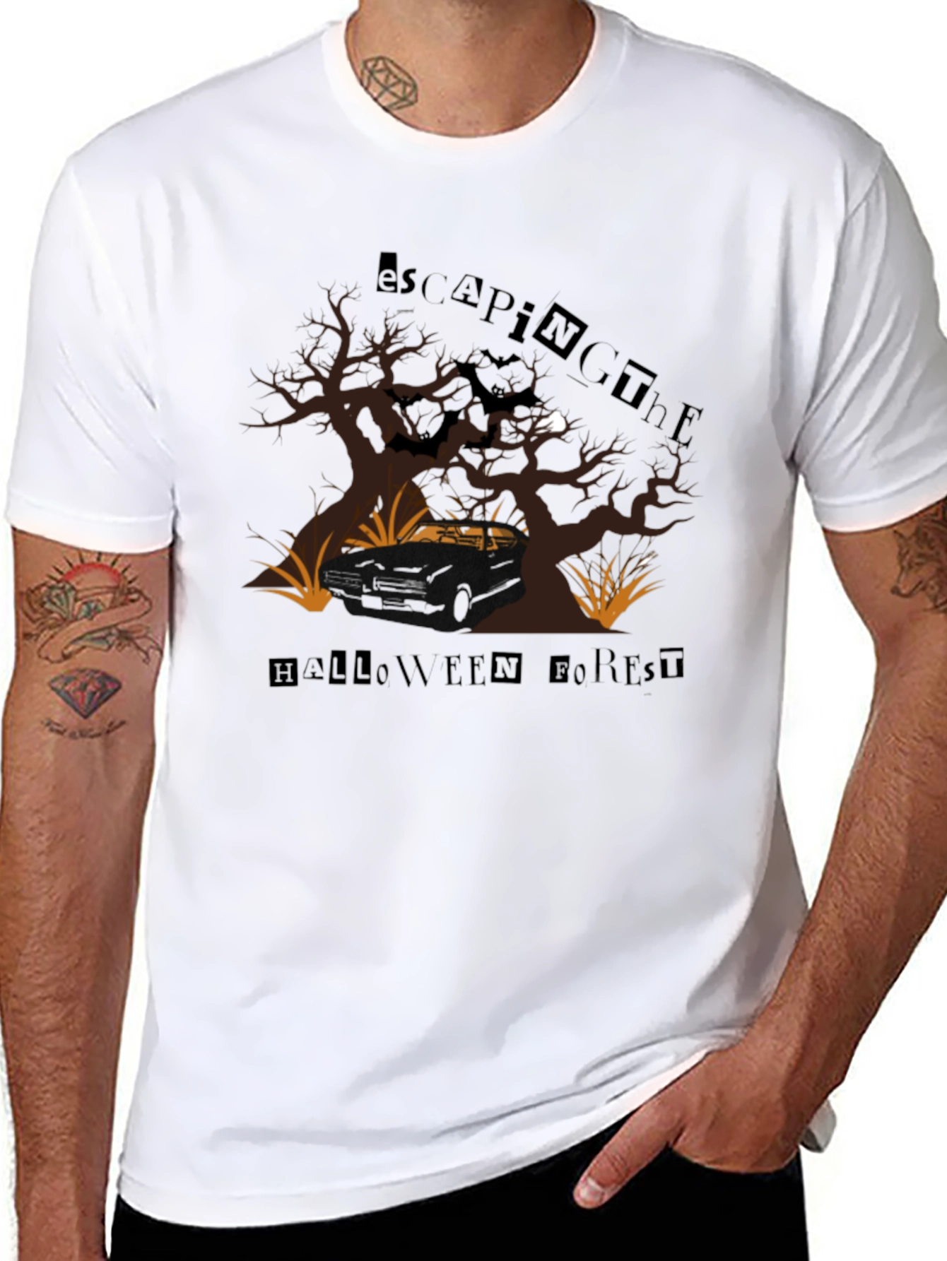 Escaping The Halloween Forest Black T-Shirt
