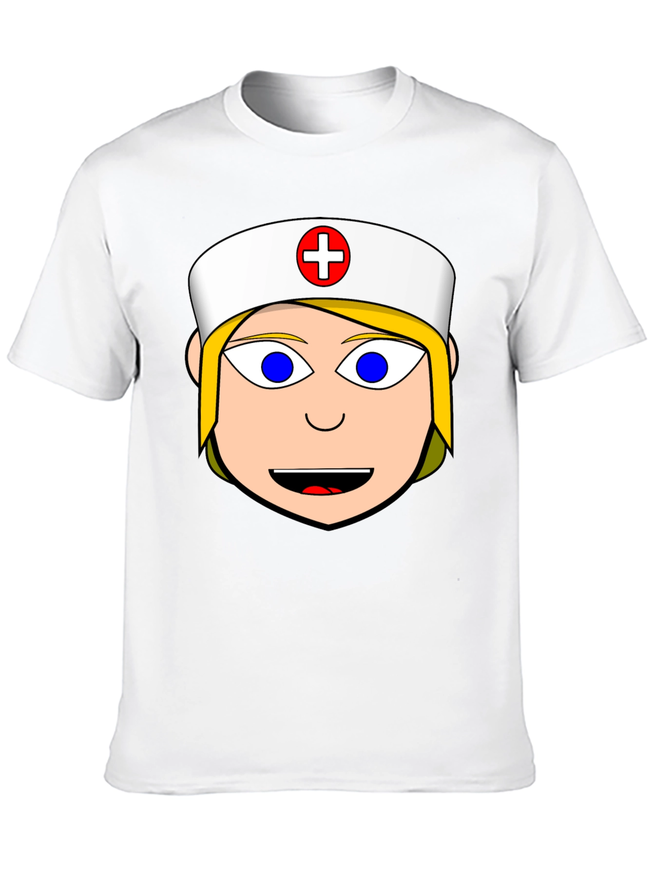 Nurse Cartoon Graphic Tee - Black Cotton Blend Shirt