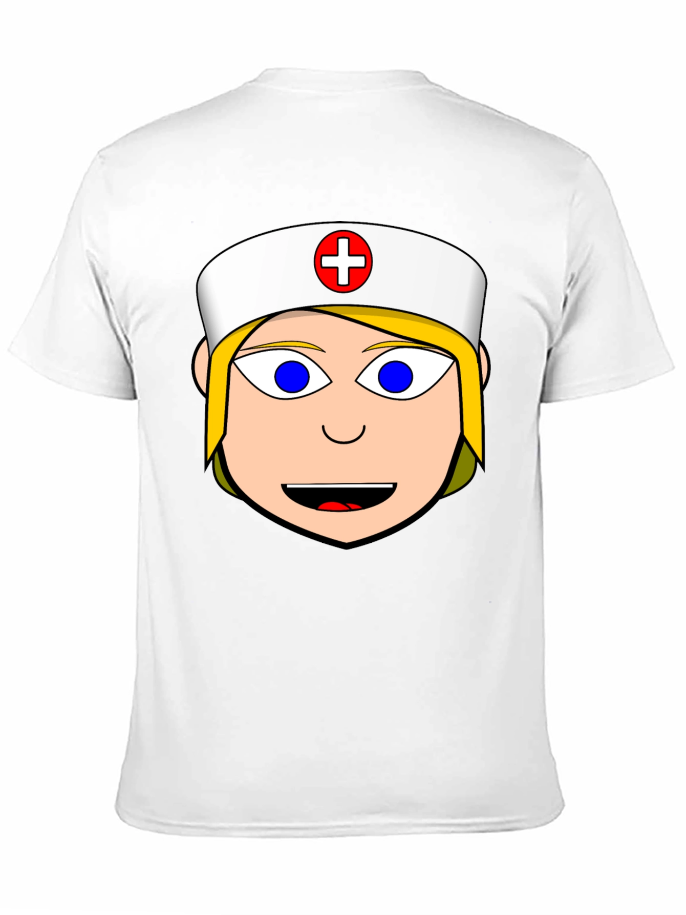 Nurse Cartoon Graphic Tee - Black Cotton Blend Shirt