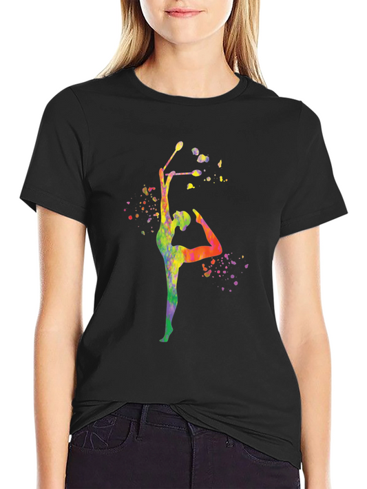 Rhythmic Gymnastics Watercolor Art Black T-Shirt