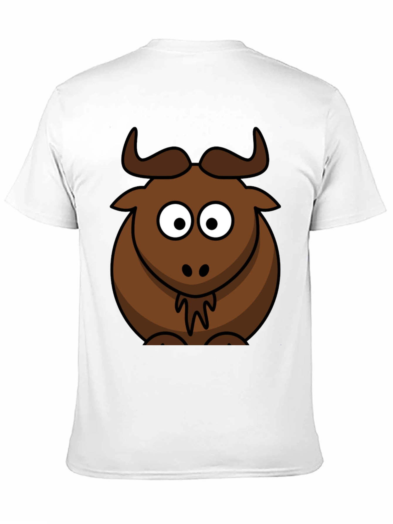 Cartoon Bull Graphic Tee - Black Cotton T-Shirt