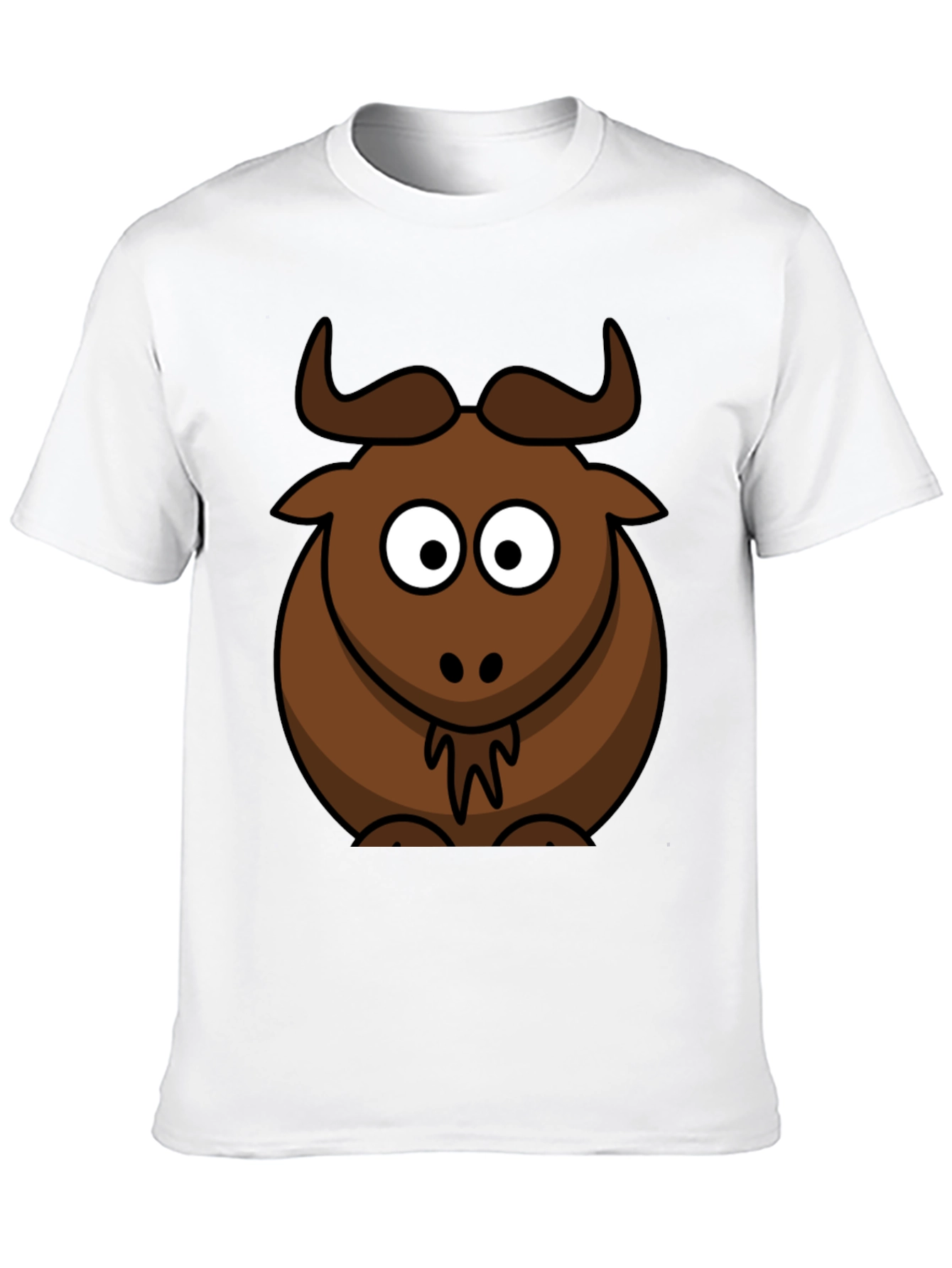 Cartoon Bull Graphic Tee - Black Cotton T-Shirt