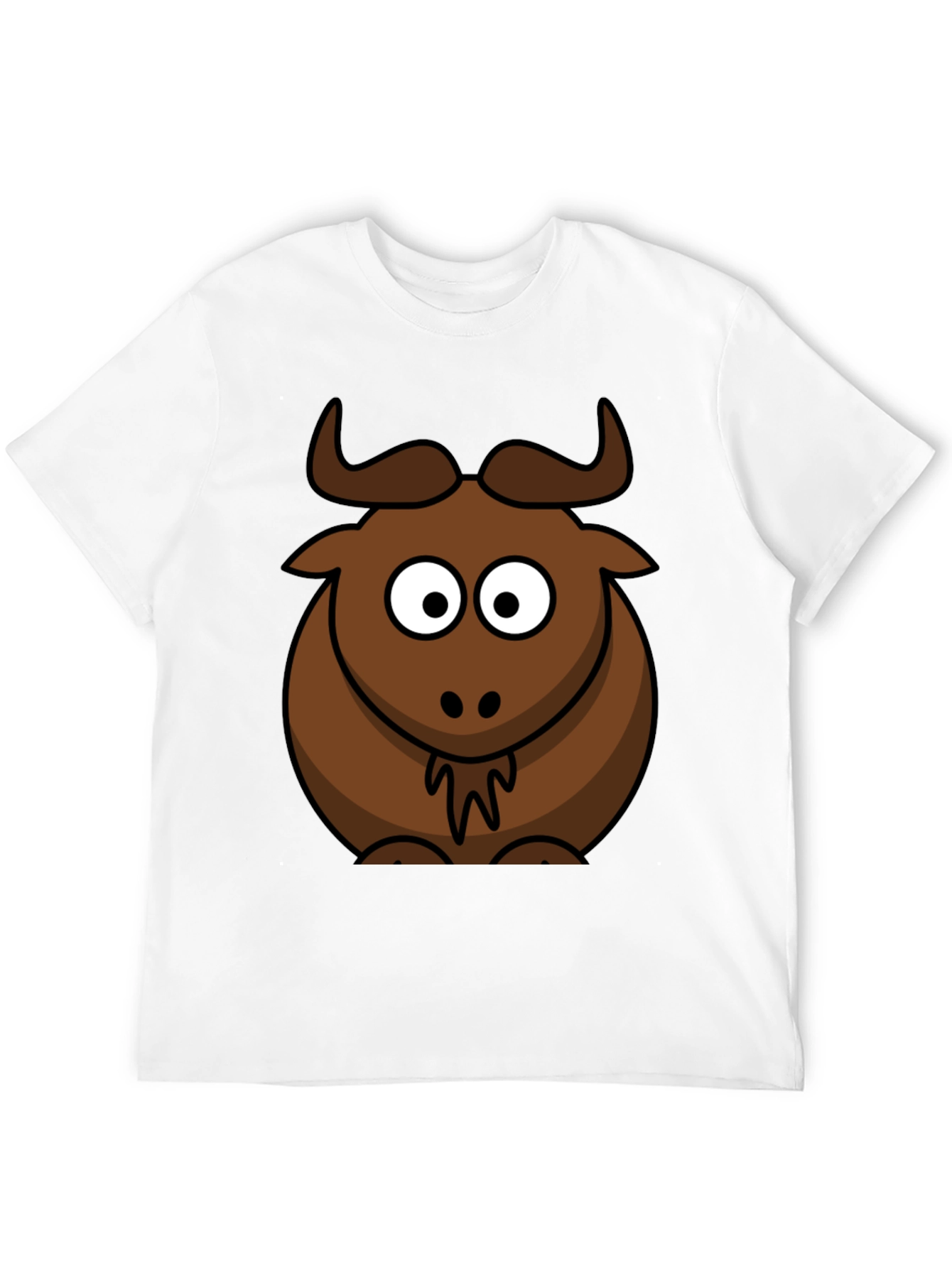 Cartoon Bull Graphic Tee - Black Cotton T-Shirt